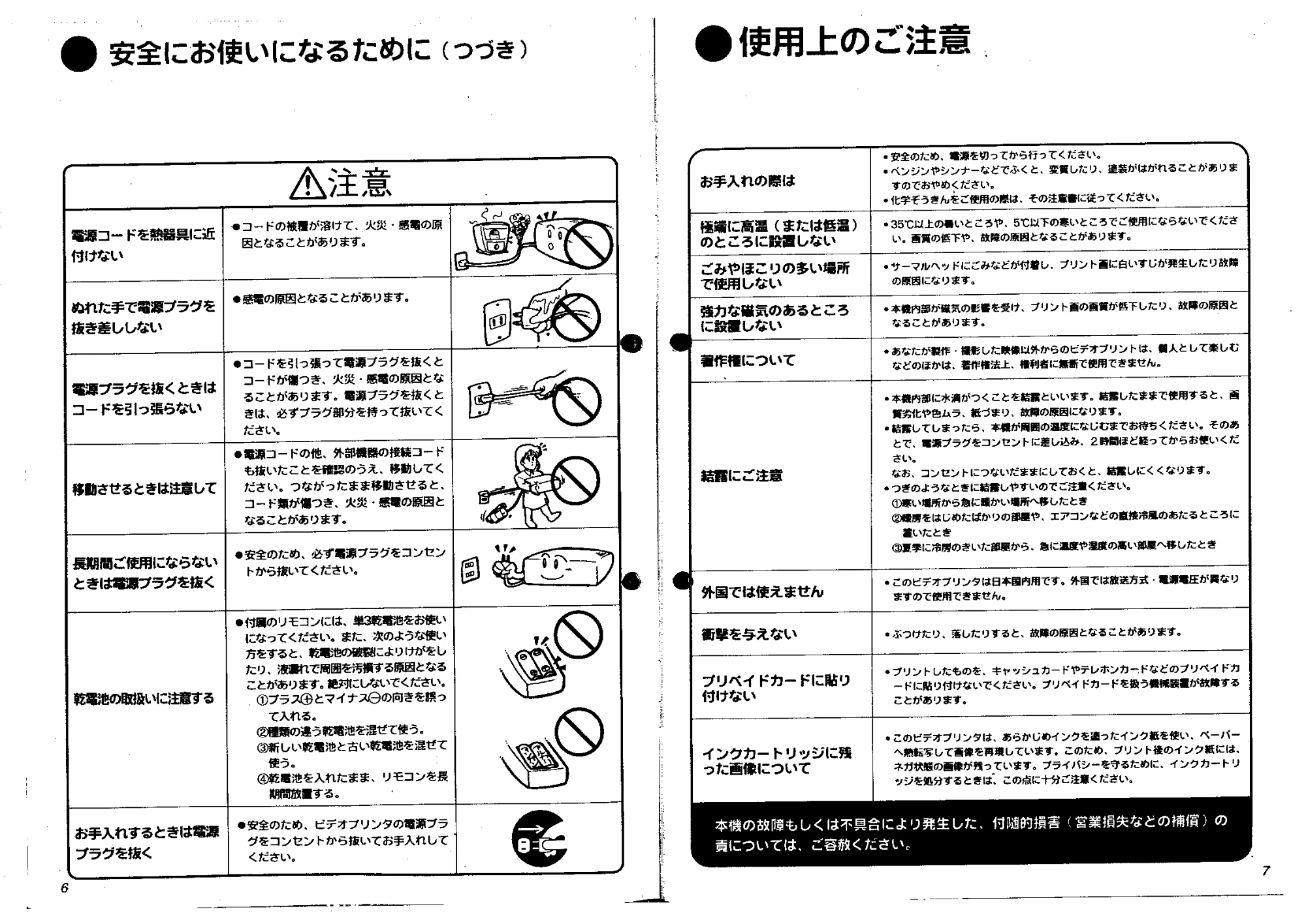 日立 VYVP20 取扱説明書 — 使用上のご注意 — 原本ページ — 4ページ