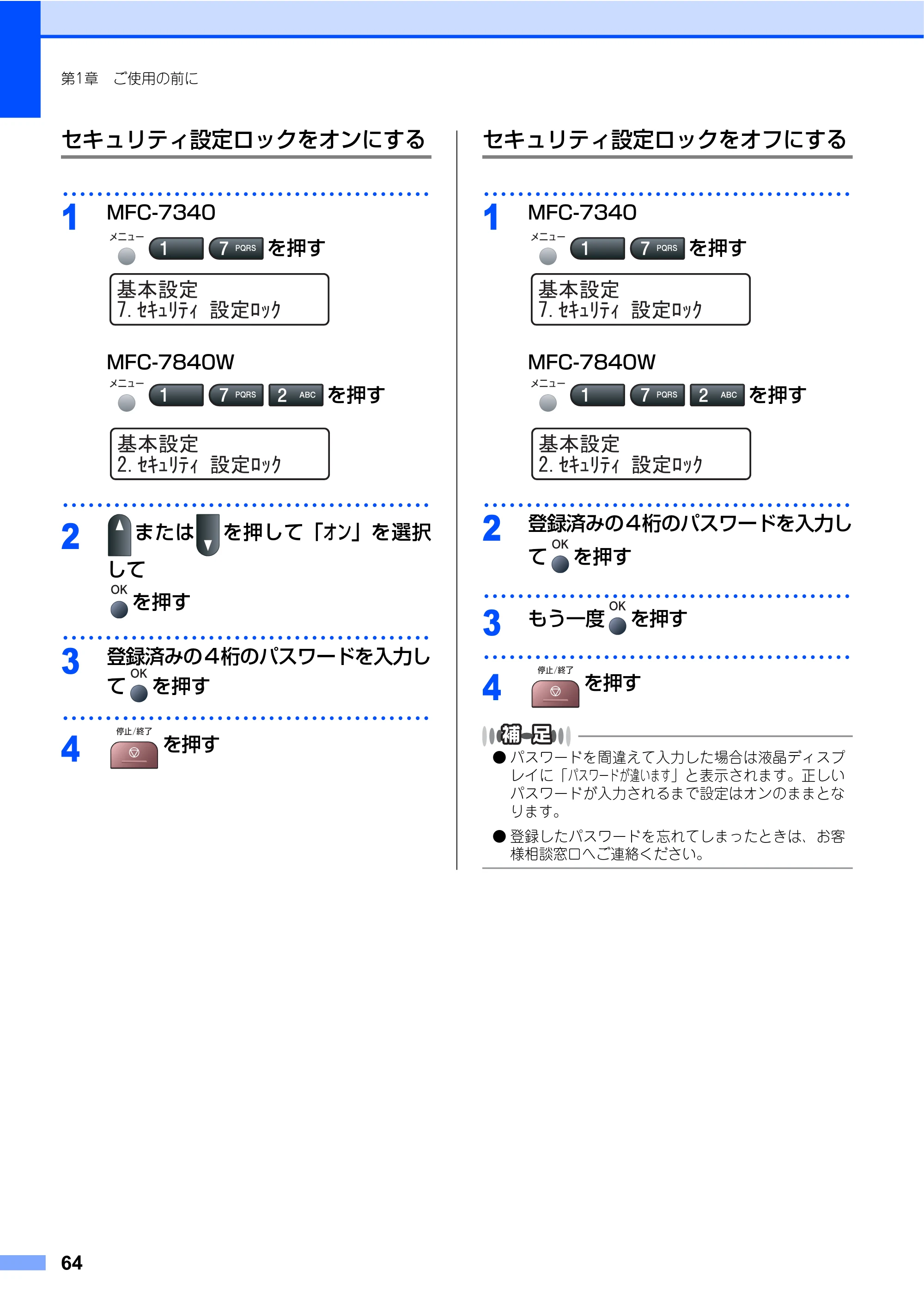 ブラザー MFC-7340 / MFC-7840W 取扱説明書（本体） — 原本ページ — 64ページ