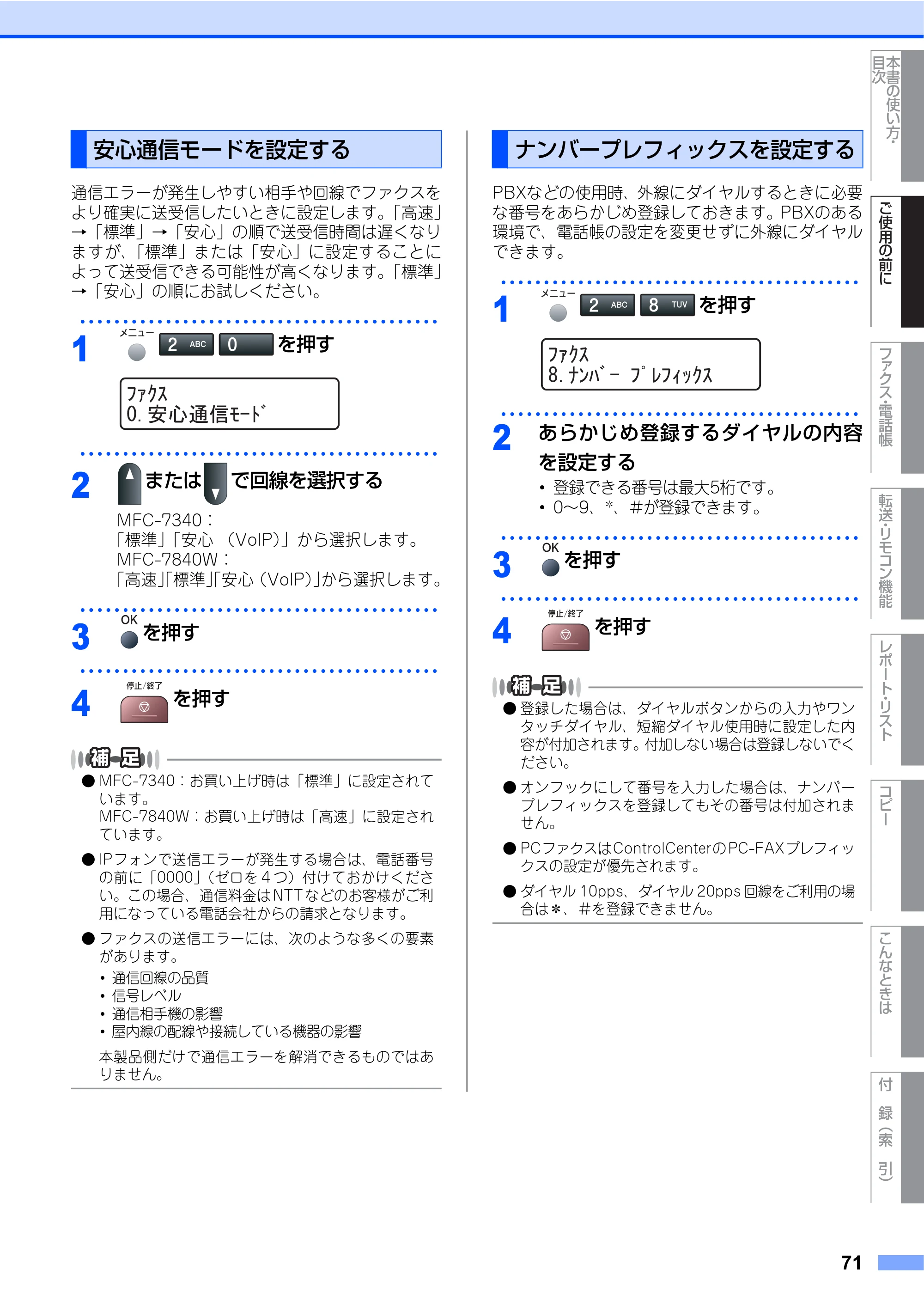 ブラザー MFC-7340 / MFC-7840W 取扱説明書（本体） — 原本ページ — 71ページ