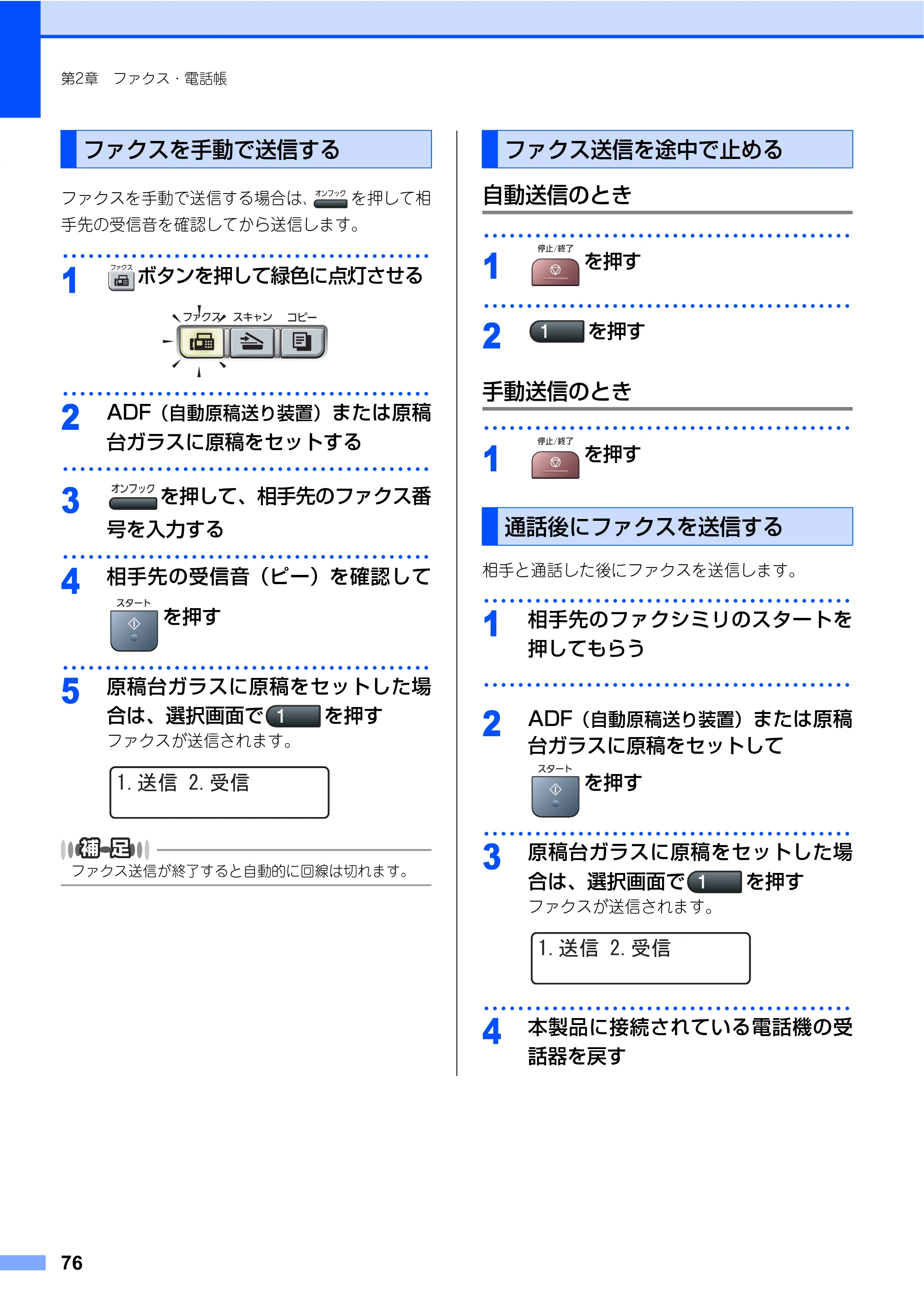 ブラザー MFC-7340 / MFC-7840W 取扱説明書（本体） — 原本ページ — 76ページ