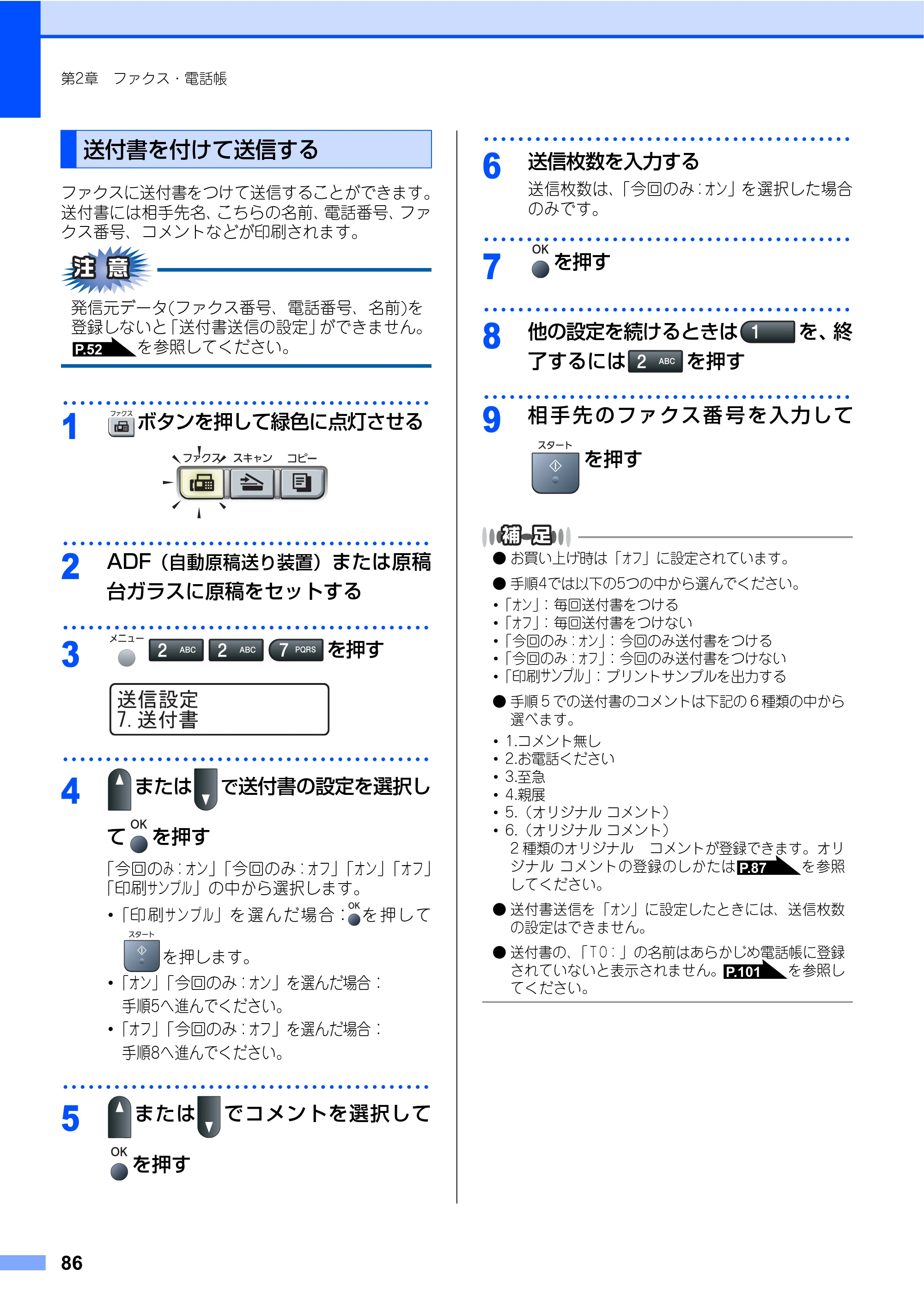 ブラザー MFC-7340 / MFC-7840W 取扱説明書（本体） — 原本ページ — 86ページ
