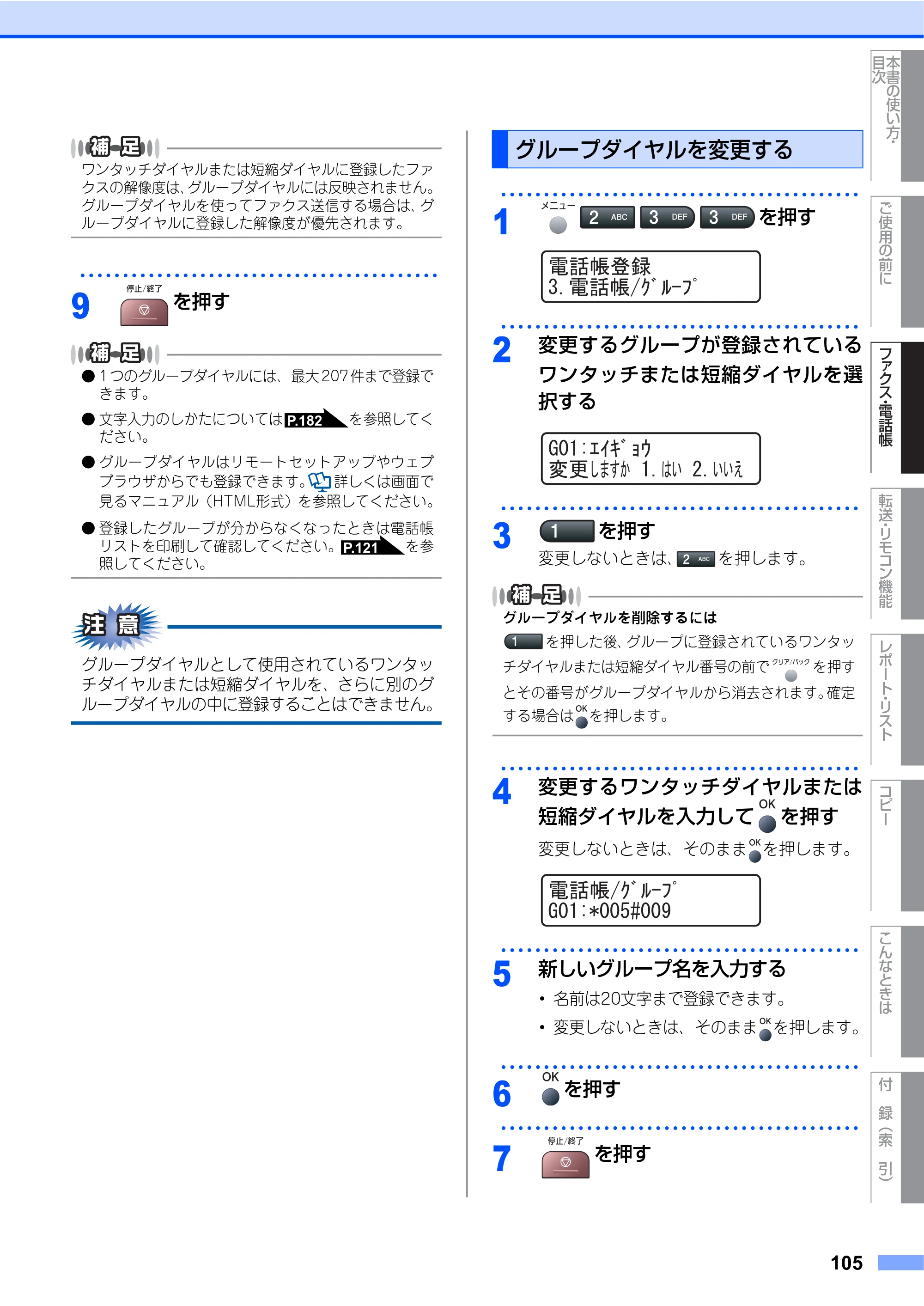 ブラザー MFC-7340 / MFC-7840W 取扱説明書（本体） — 原本ページ — 105ページ