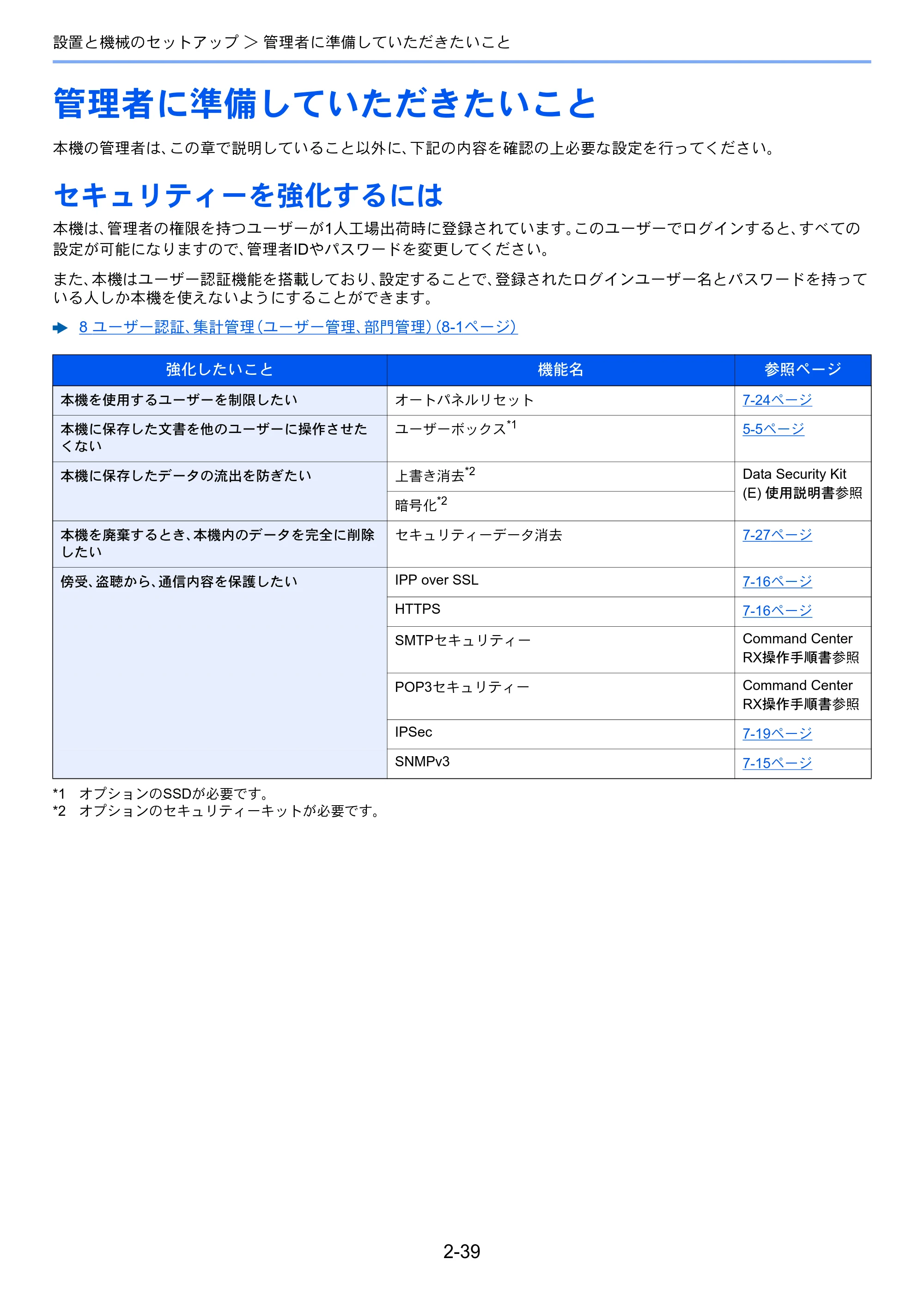 京セラ ECOSYS P6230cdn ECOSYS P6230cdn 使用説明書 — 管理者に準備していただきたいこと — 原本ページ — 71ページ