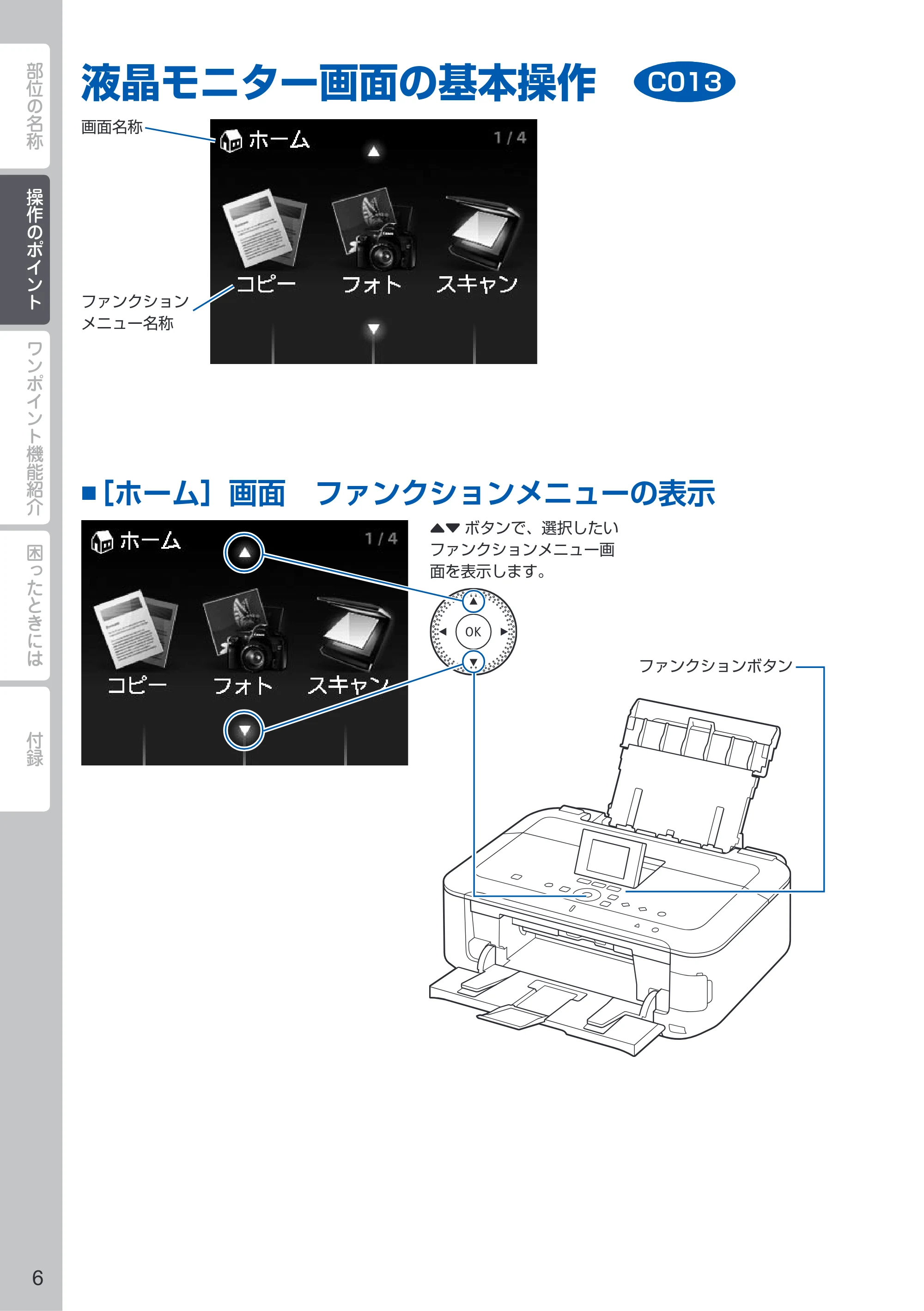 キヤノン PIXUS MG5330 PIXUS 早わかり(PDF:26.6MB) — 液晶モニター画面の基本操作 — 原本ページ — 8ページ