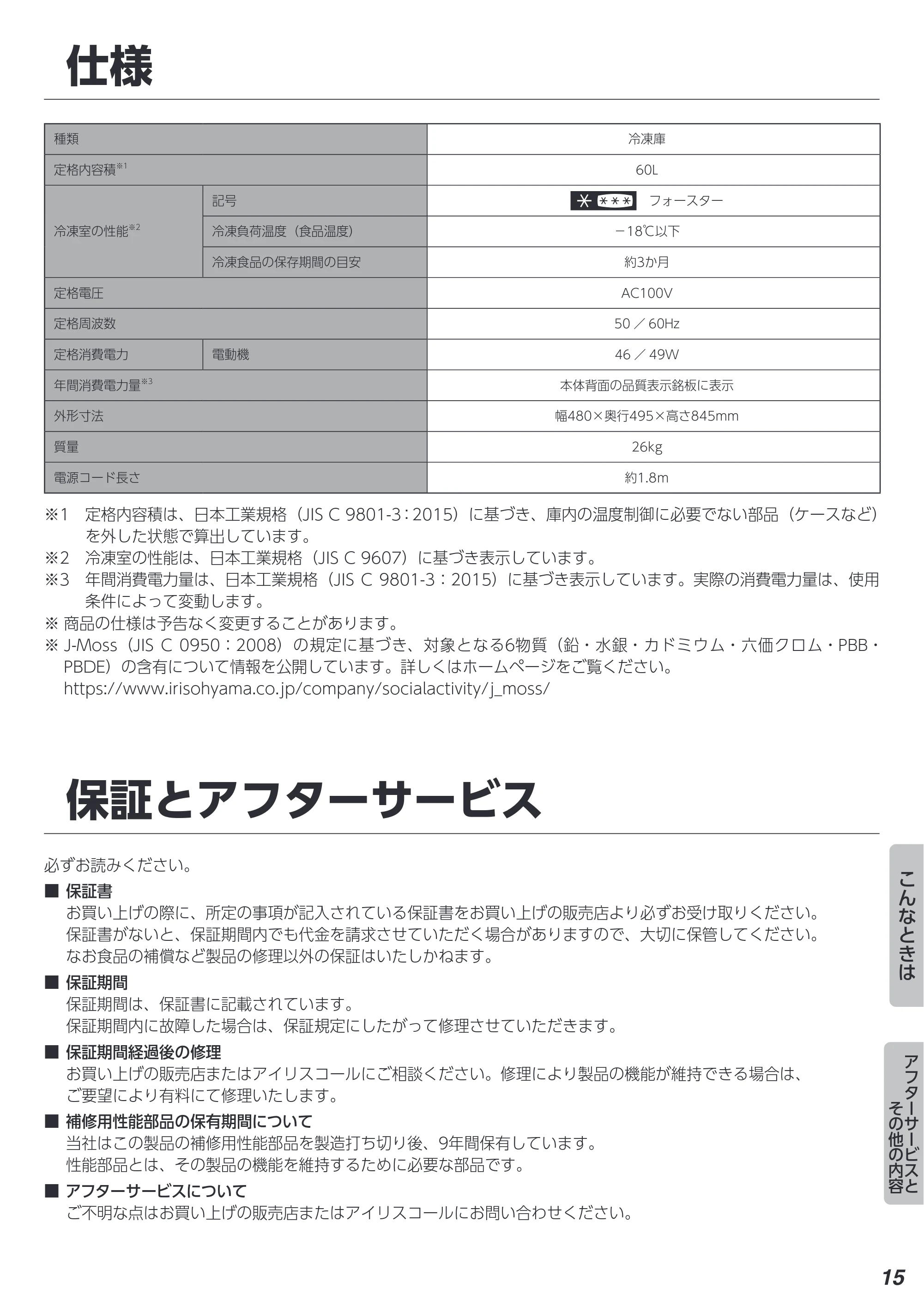 アイリスオーヤマ KUSD-6A 取扱説明書 — 原本ページ — 15ページ