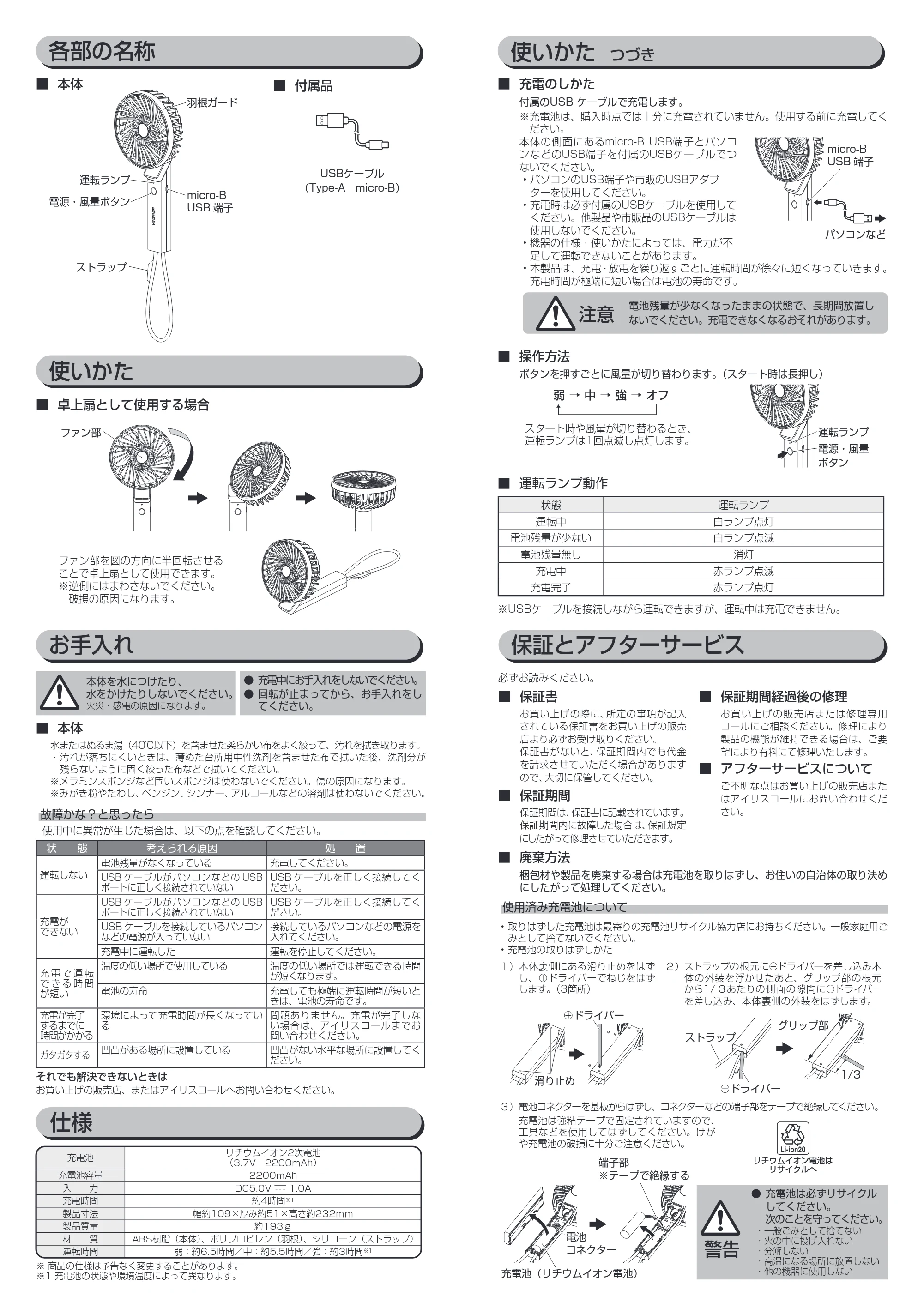 アイリスオーヤマ JHF-01 取扱説明書 — 原本ページ — 2ページ