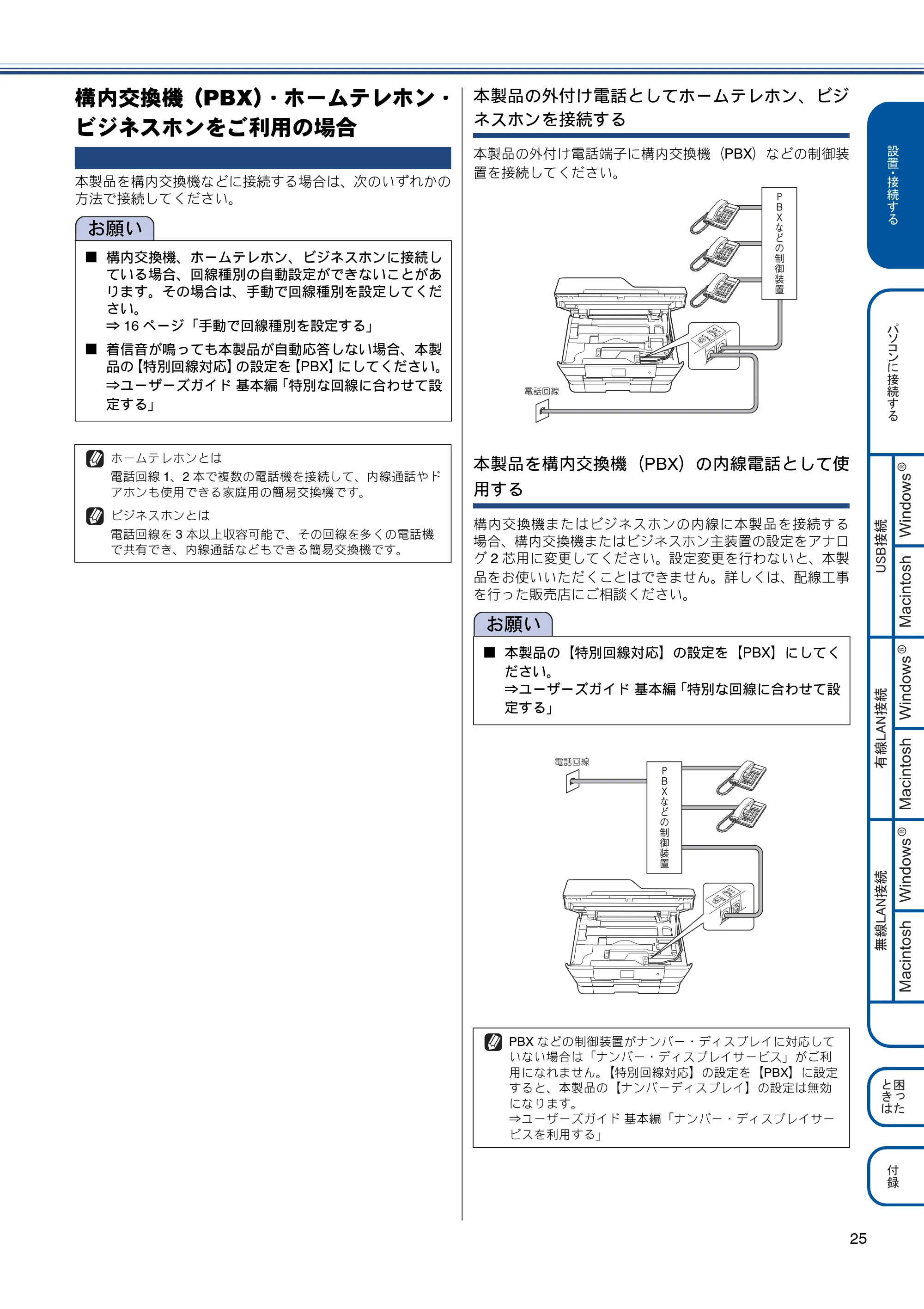 ブラザー MFC-J6770CDW / MFC-J6570CDW かんたん設置ガイド — 構内交換機(PBX)・ホームテレホン・ビジネスホンをご利用の場合 — 原本ページ — 25ページ