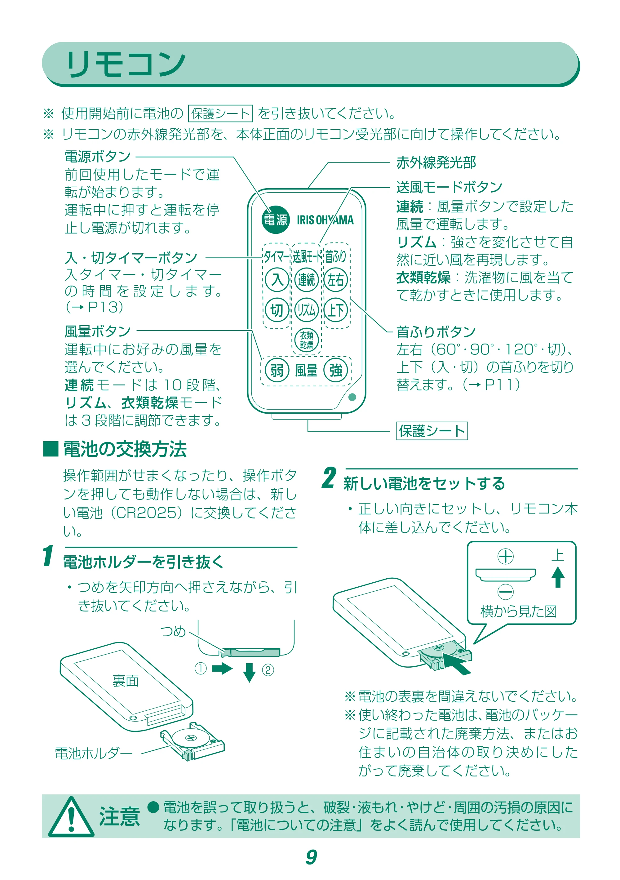 アイリスオーヤマ KCF-SDCC151T 取扱説明書 — 原本ページ — 9ページ