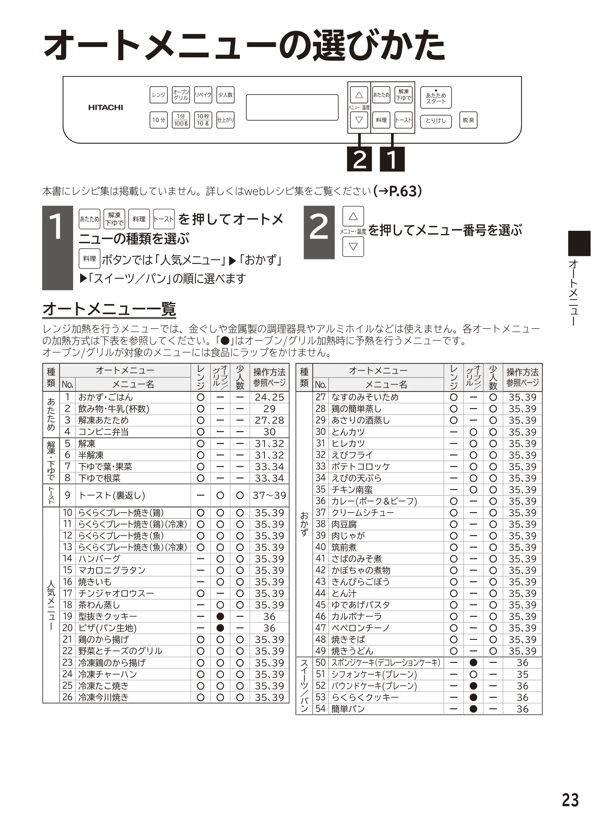 日立 MRO-F6D 取扱説明書 — 原本ページ — 23ページ