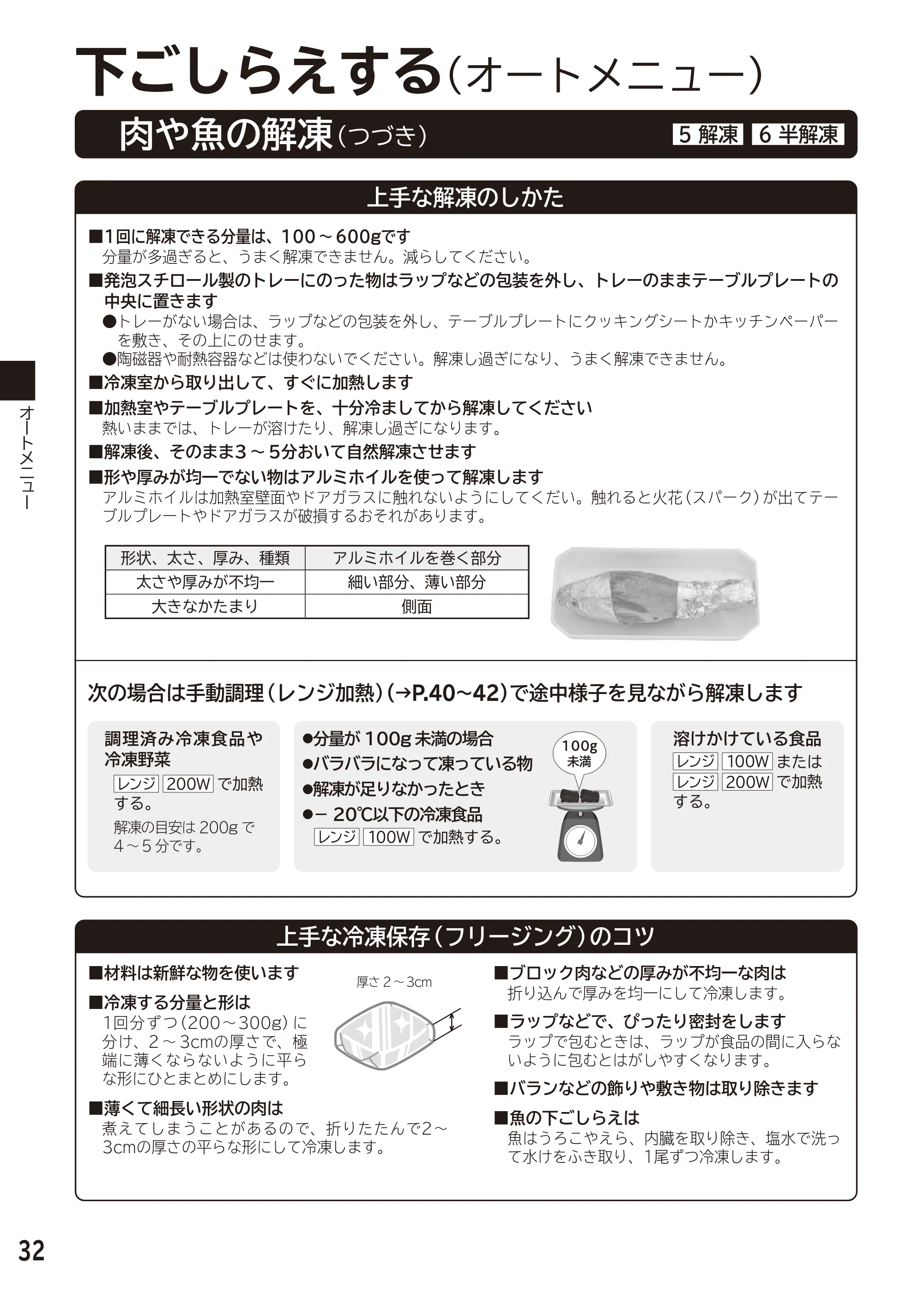 日立 MRO-F6D 取扱説明書 — 野菜の下ゆで[7 下ゆで葉・果菜][8 下ゆで根菜] — 原本ページ — 32ページ