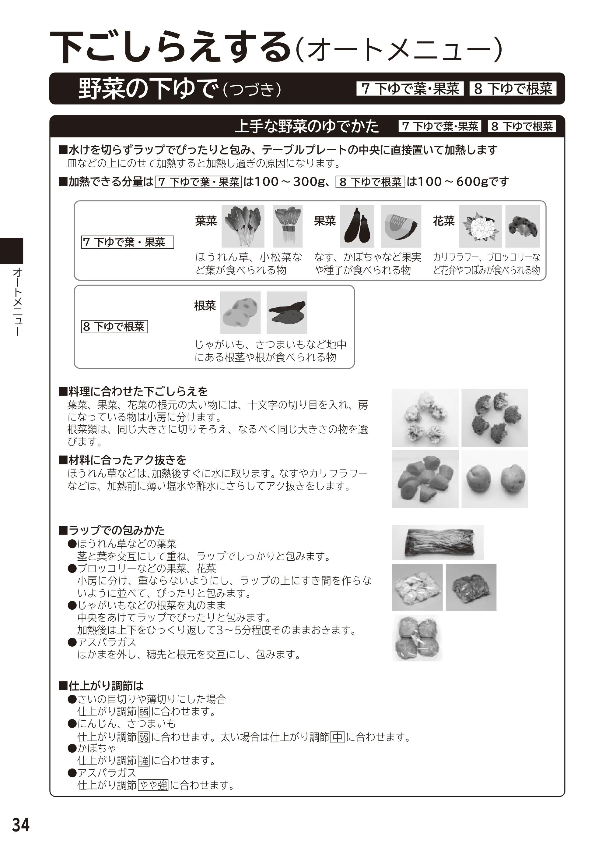 日立 MRO-F6D 取扱説明書 — 調理する — 原本ページ — 34ページ