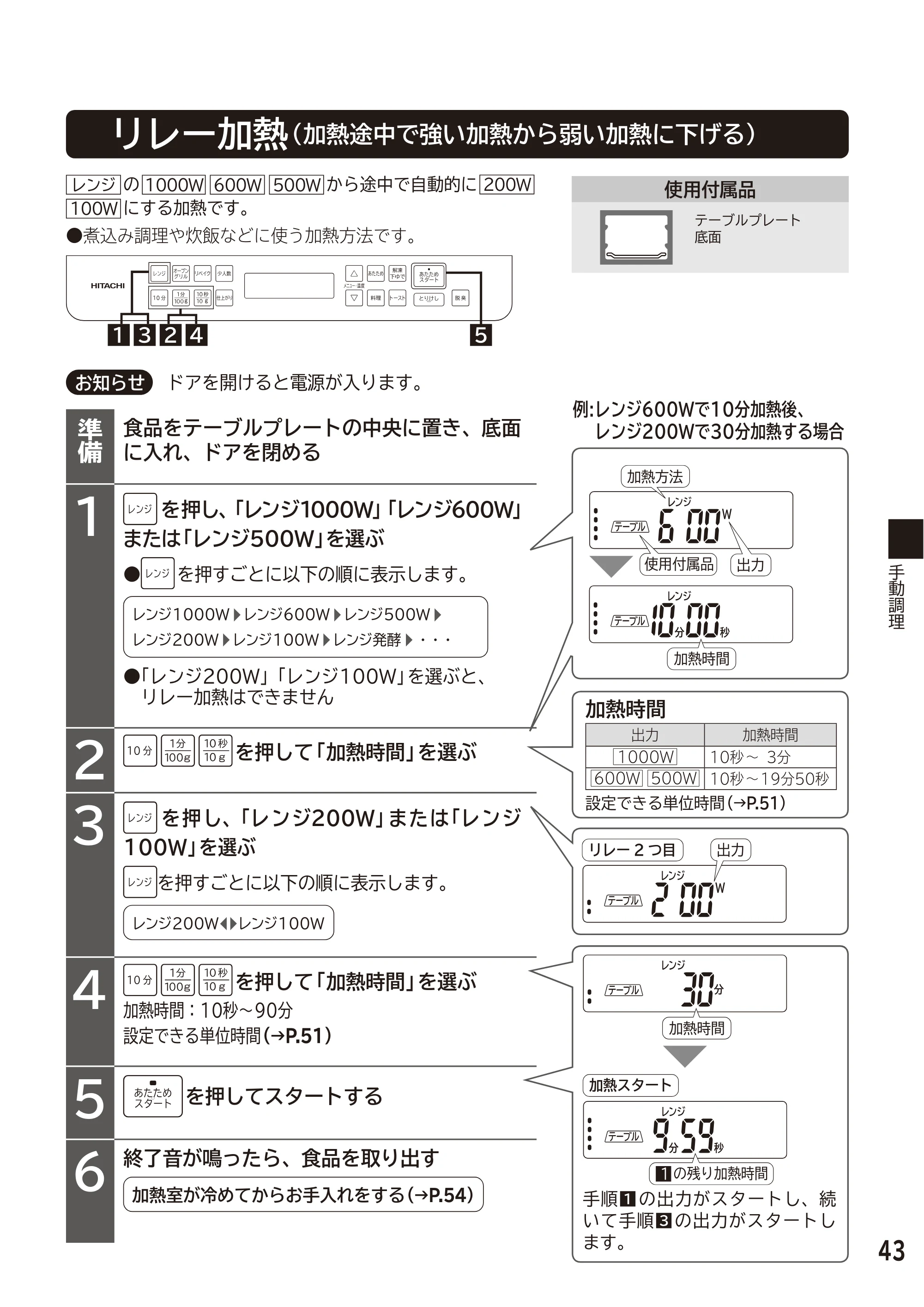 日立 MRO-F6D 取扱説明書 — 原本ページ — 43ページ