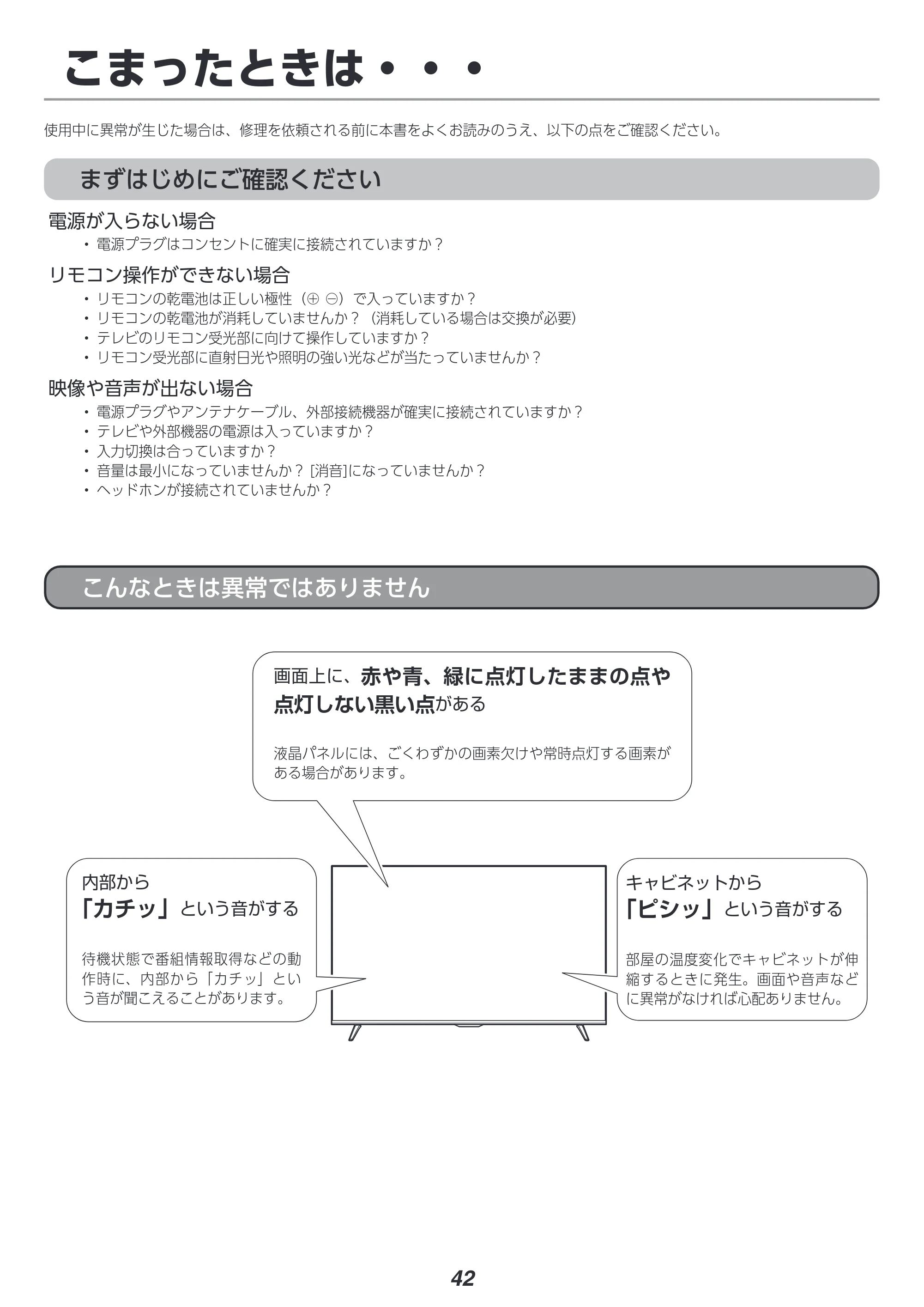 アイリスオーヤマ LT-55D6210B 取扱説明書 — こんなときは — 原本ページ — 42ページ