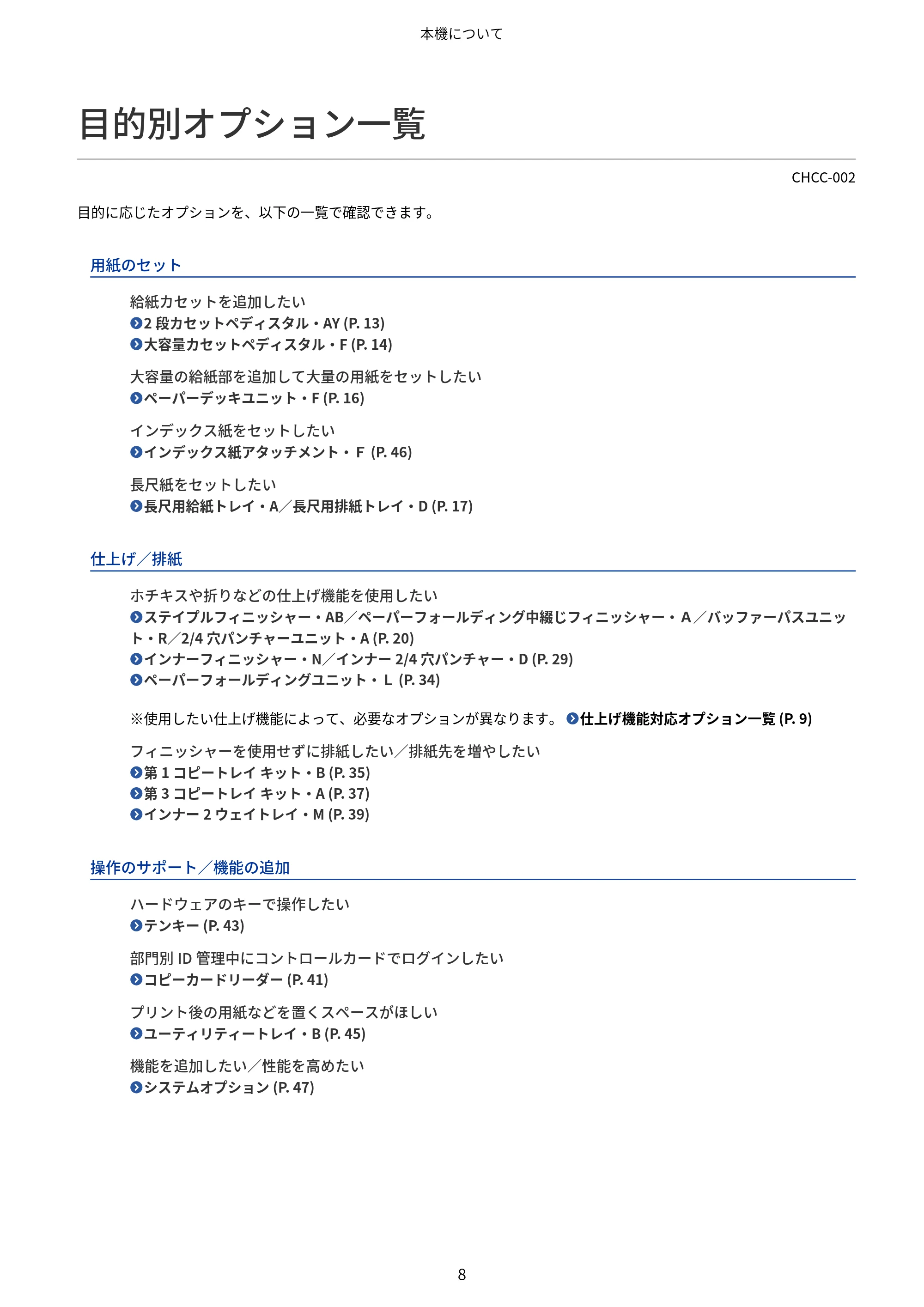 キヤノン Satera 971Ci ユーザーズガイド 2025年10月30日掲載（15.9 MB） — 目的別オプション一覧 — 原本ページ — 21ページ