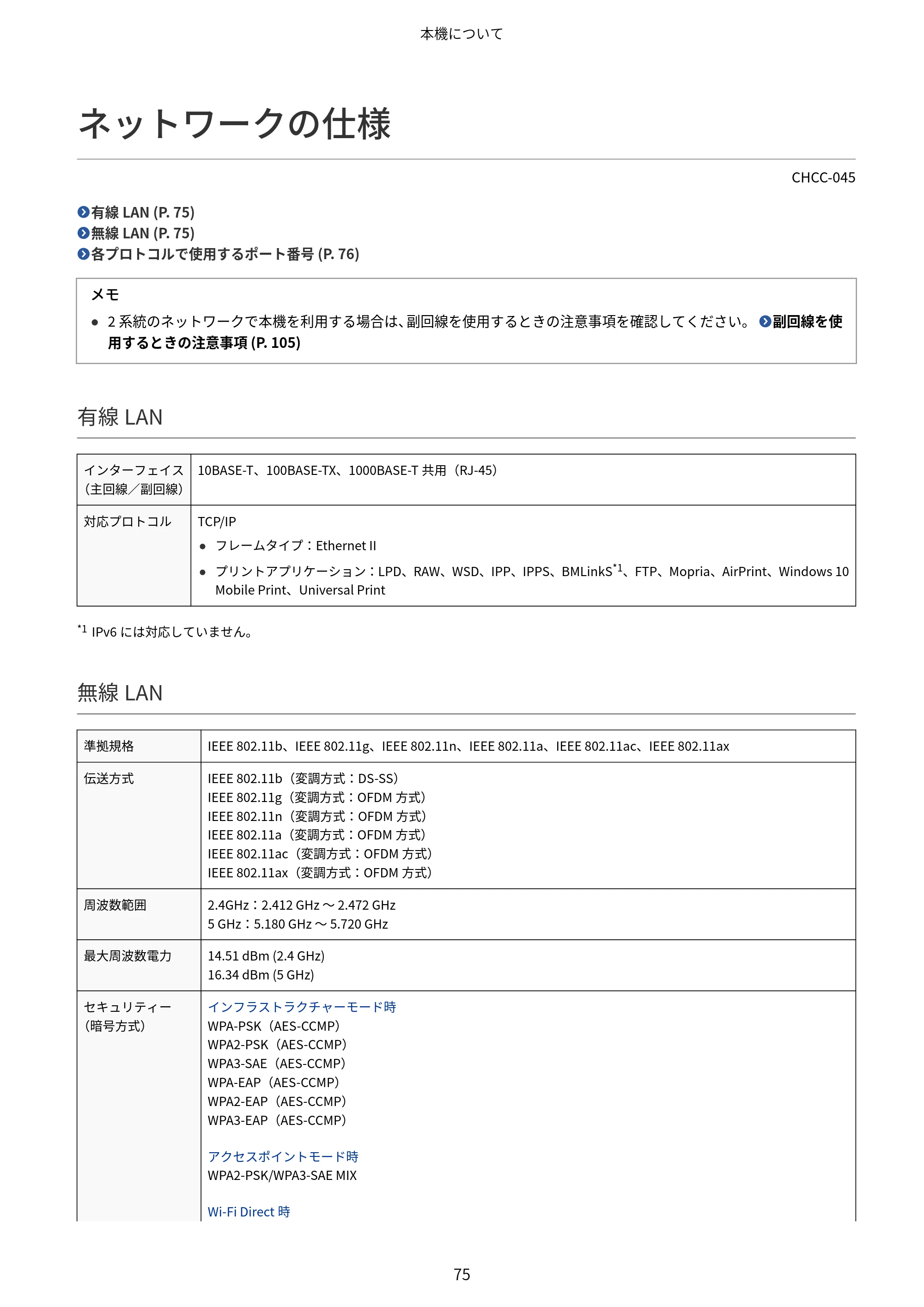 キヤノン Satera 971Ci ユーザーズガイド 2025年10月30日掲載(15.9 MB) — ネットワークの仕様 — 原本ページ — 88ページ