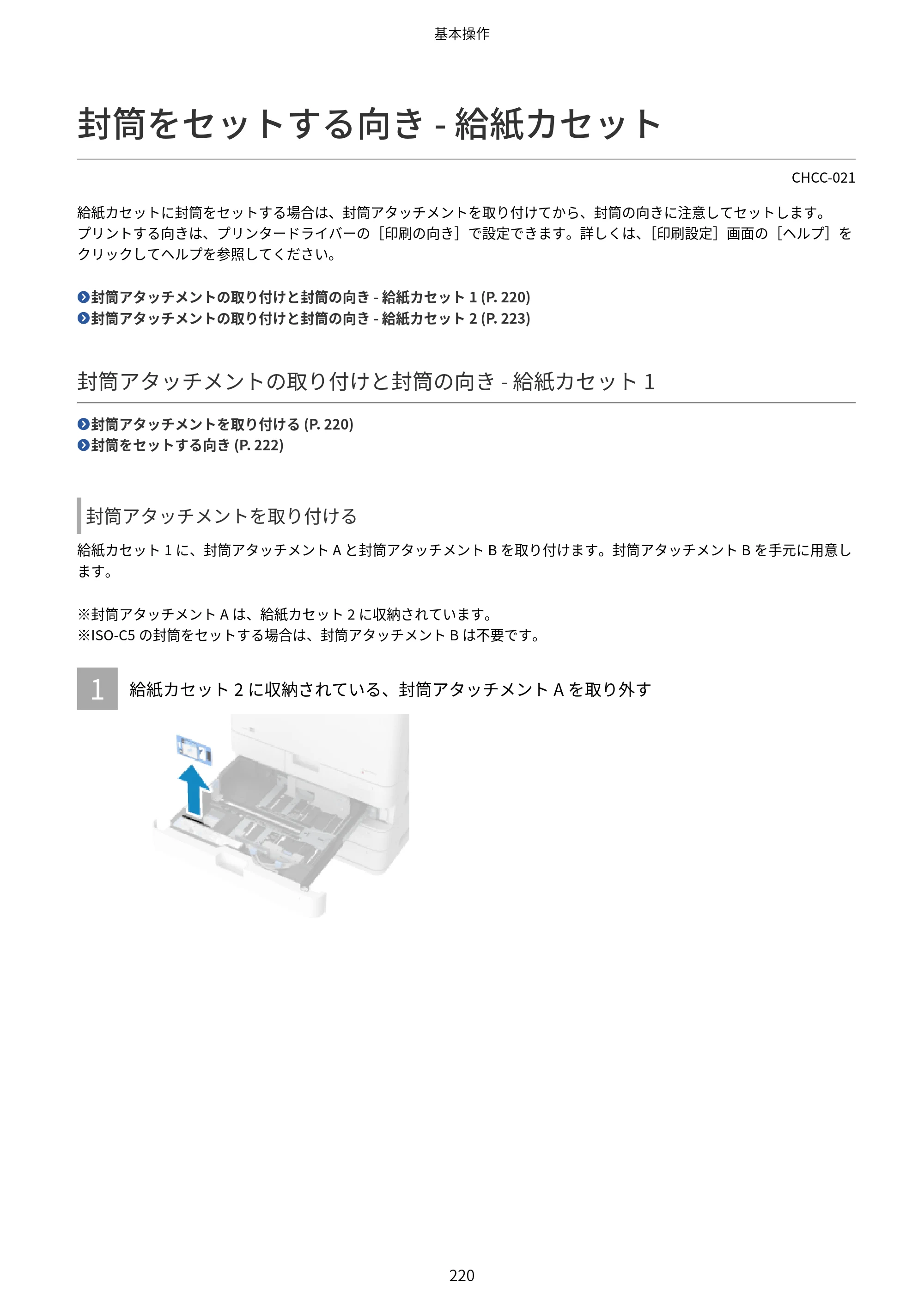 キヤノン Satera 971Ci ユーザーズガイド 2025年10月30日掲載（15.9 MB） — 封筒をセットする向き - 給紙カセット — 原本ページ — 233ページ