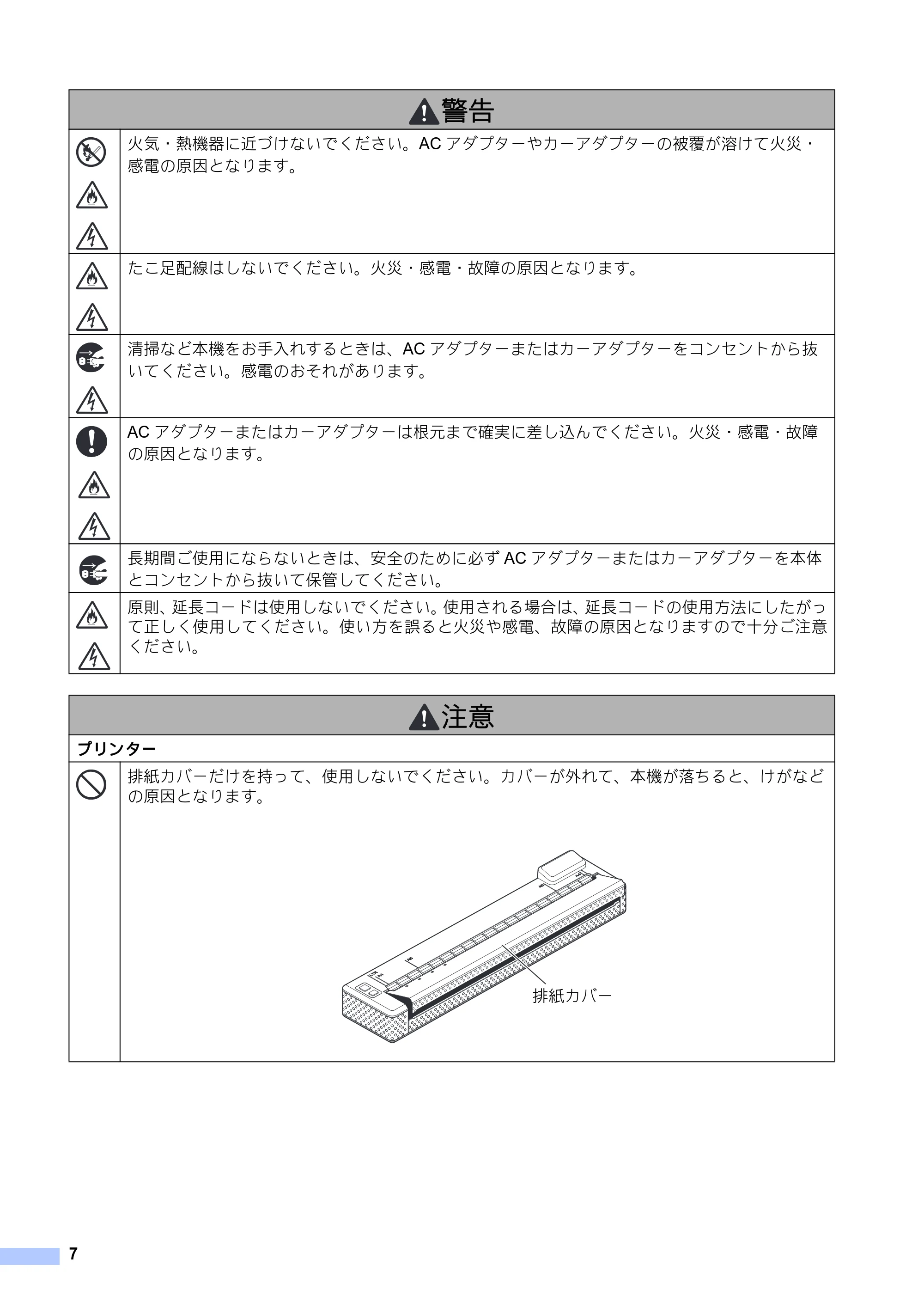 ブラザー PJ-673 安全にお使いいただくために — 原本ページ — 8ページ