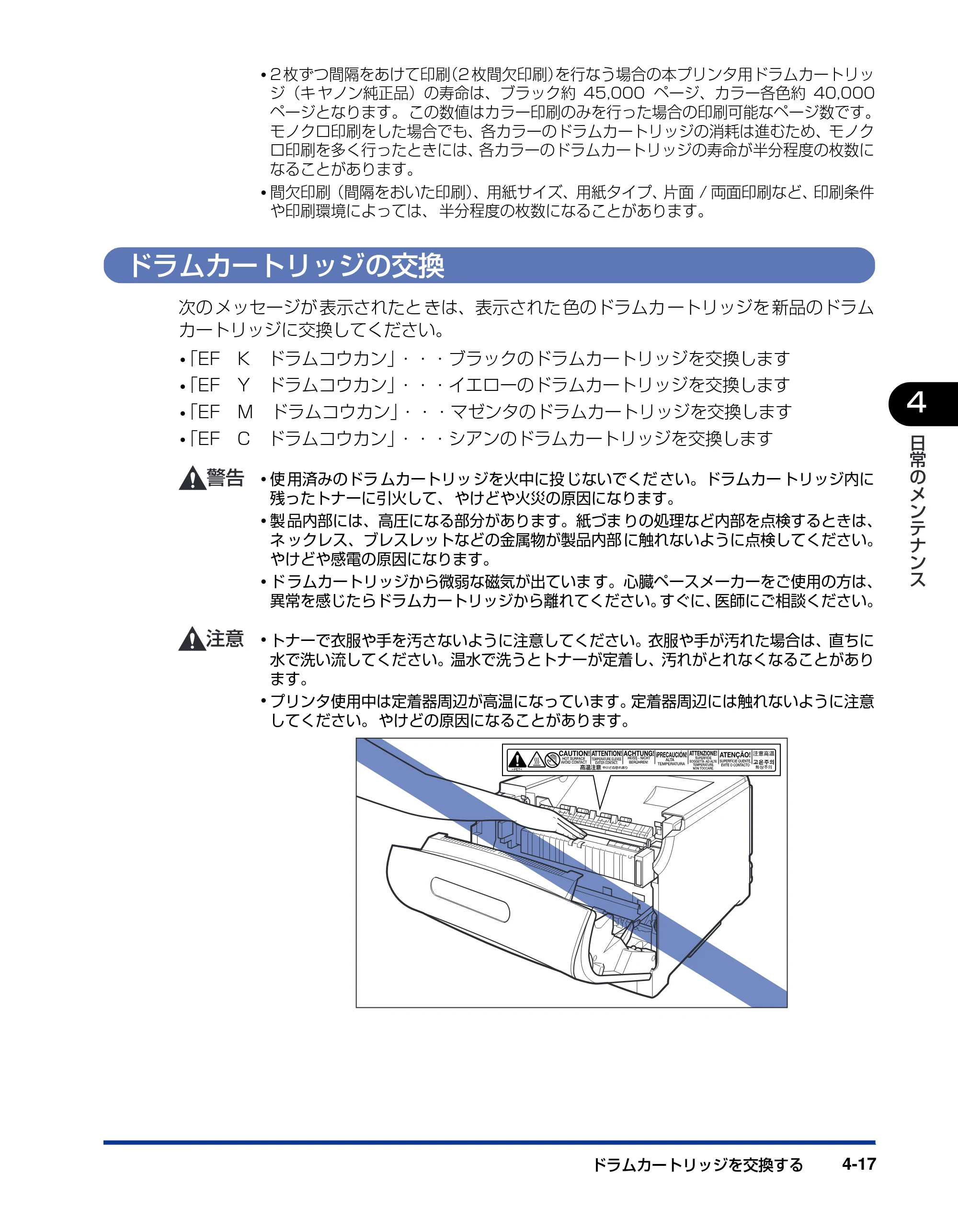 キヤノン LBP5900SE ユーザーズガイド 2006年11月15日掲載 （PDF形式／12.4Mバイト） — ドラムカートリッジの交換 — 原本ページ — 203ページ