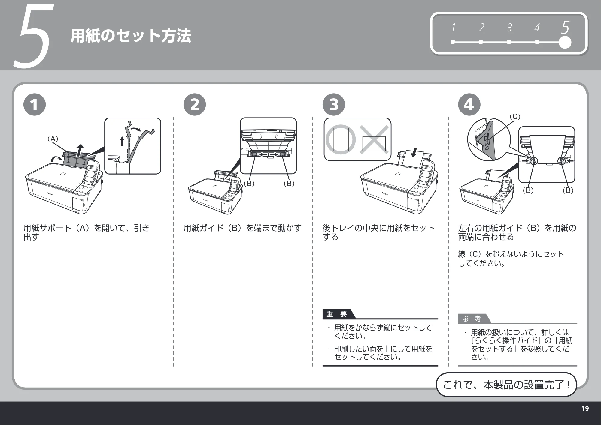 キヤノン PIXUS MP480 かんたんスタートガイド （PDF形式／3.73Mバイト） — 用紙のセット方法 — 原本ページ — 21ページ