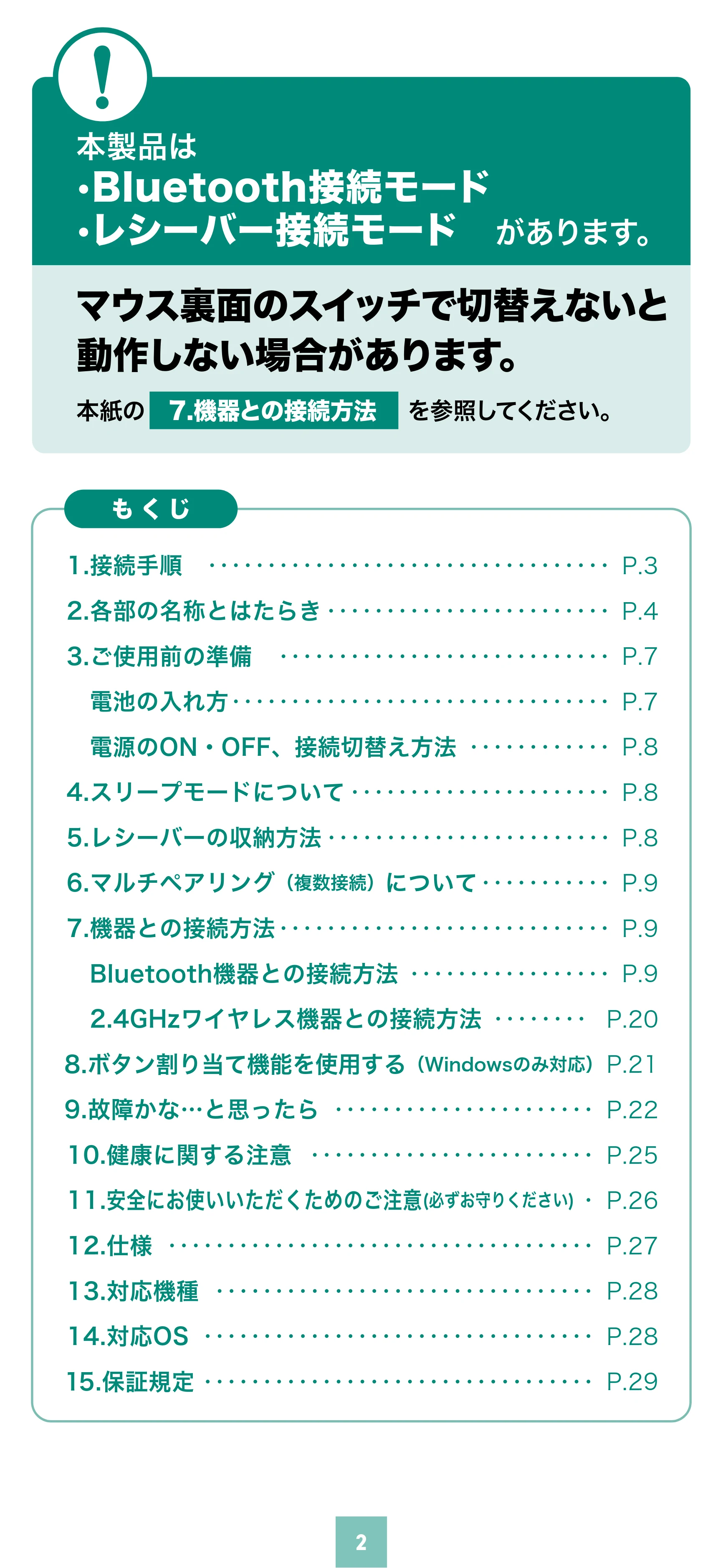 サンワサプライ MA-WBTBL193BK 取扱説明書 — 原本ページ — 2ページ