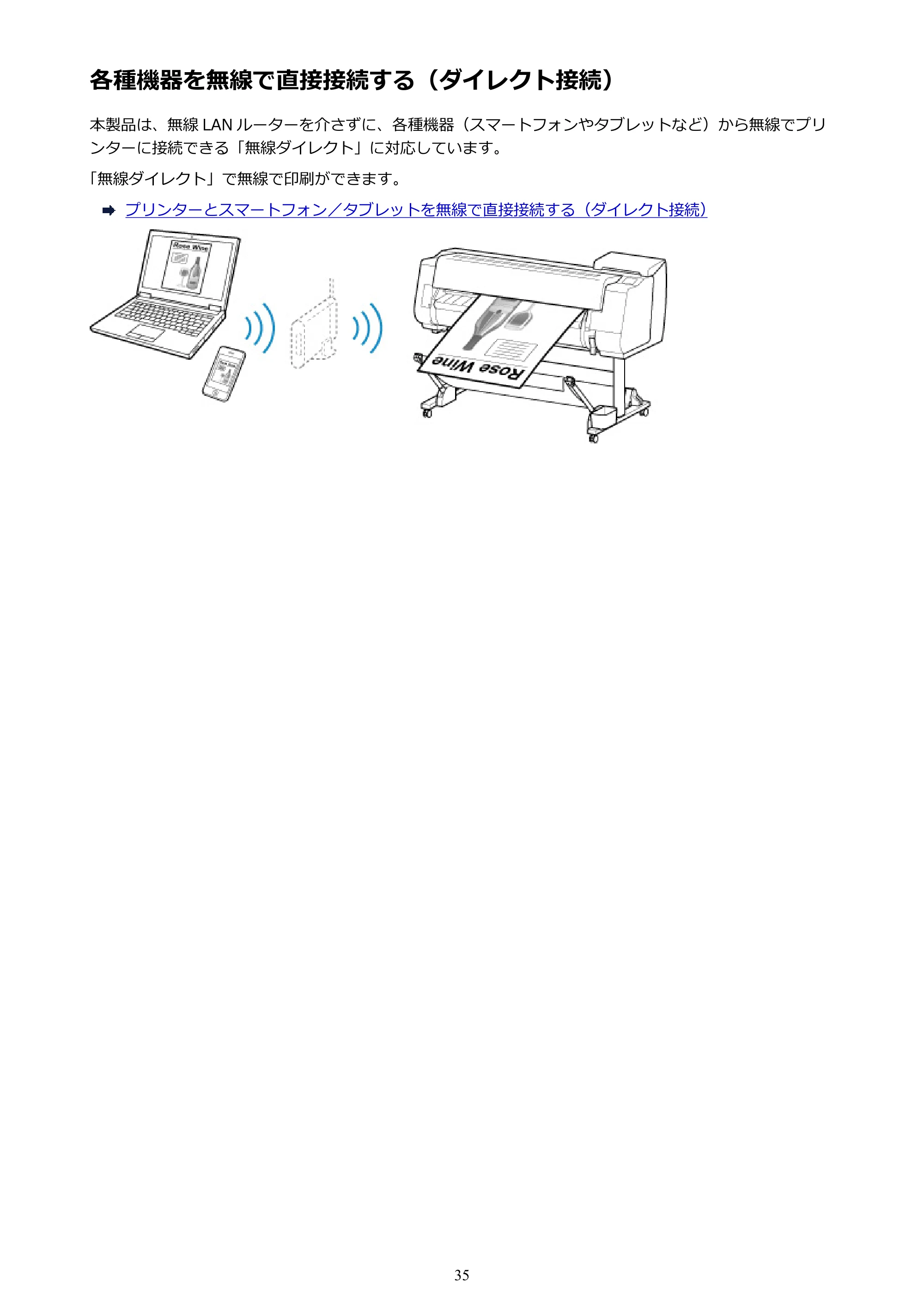 キヤノン TX-2000/TX-3000/TX-4000/TX-2000 MFP/TX-3000 MFP/TX-4000 MFP TX-4000 オンラインマニュアル PDF版(Mac版)2021年7月1日掲載(PDF:22.6MB) — 各種機器を無線で直接接続する(ダイレクト接続) — 原本ページ — 35ページ