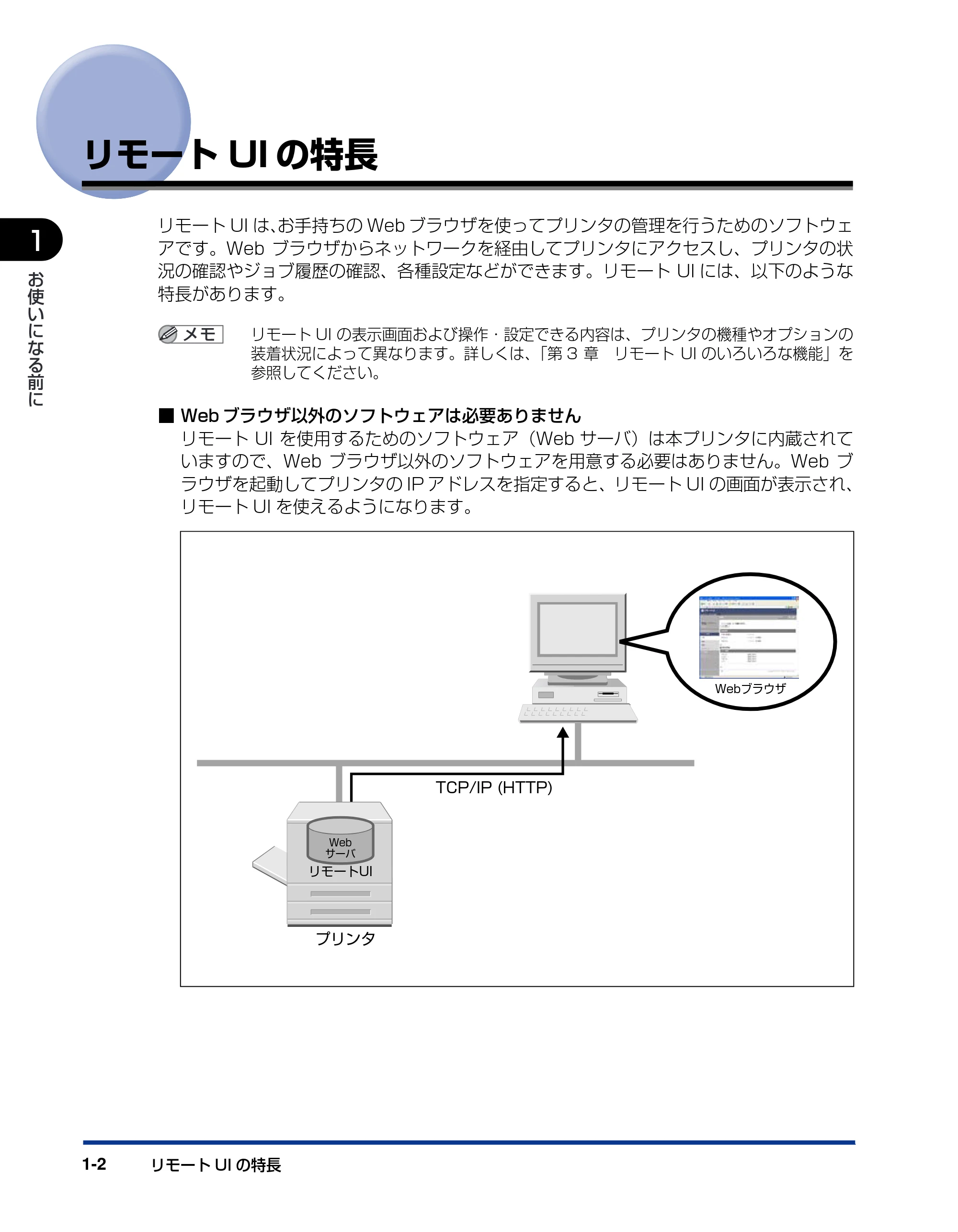 キヤノン LBP5600 リモートUIガイド 2006年4月18日更新 (PDF形式/0.66Mバイト) — リモートUIの特長 — 原本ページ — 9ページ