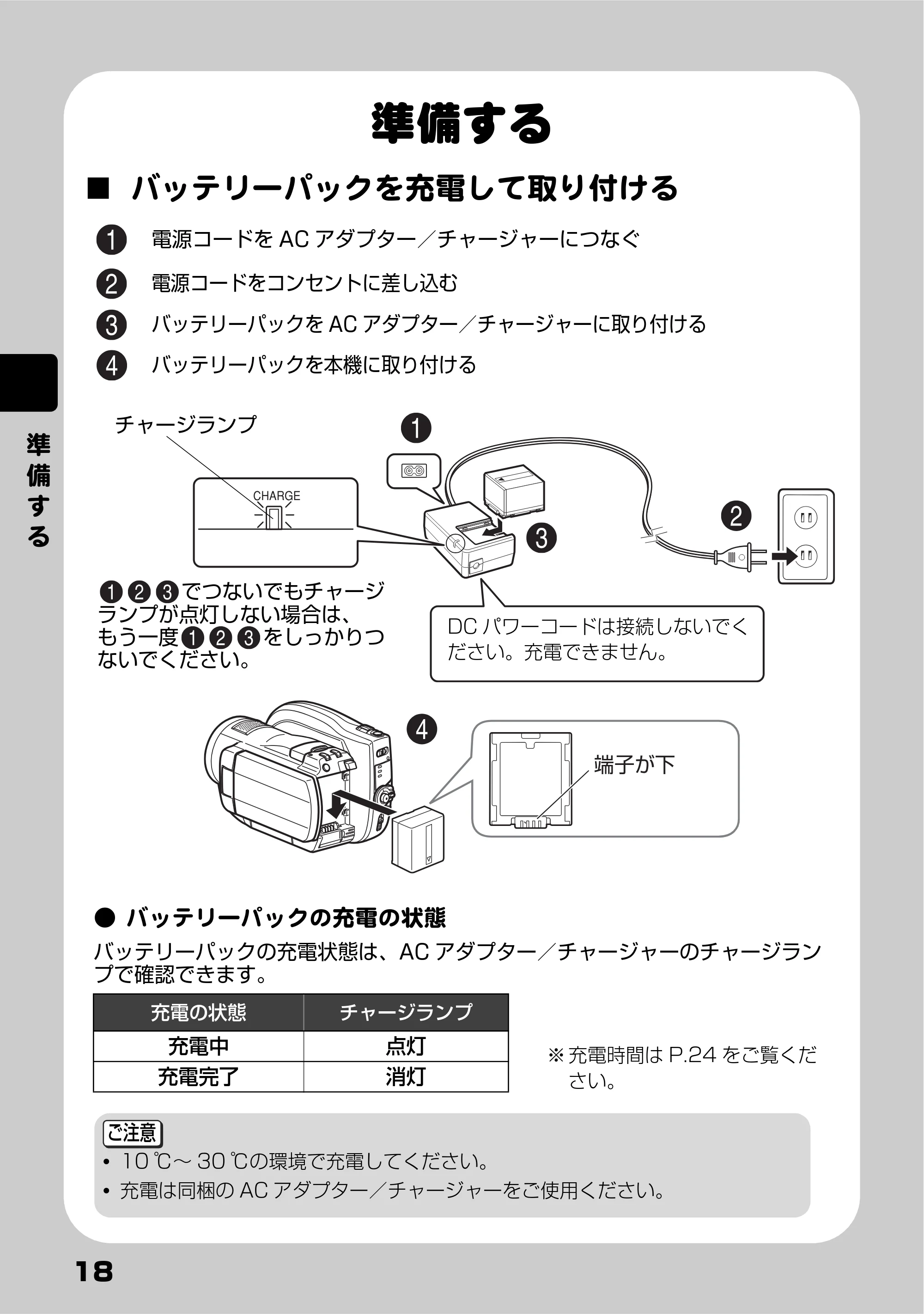 日立 DZ-BD10H 取扱説明書 — 準備する — 原本ページ — 18ページ