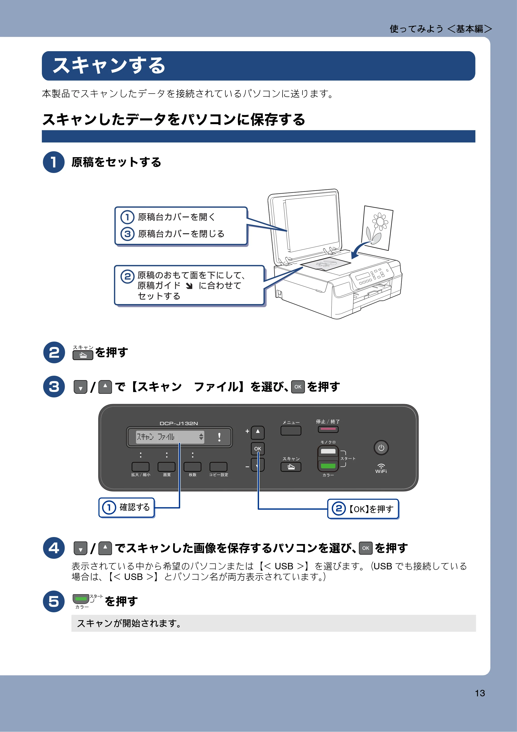 ブラザー DCP-J132N ユーザーズガイド ～基本編～ — スキャンする — 原本ページ — 13ページ