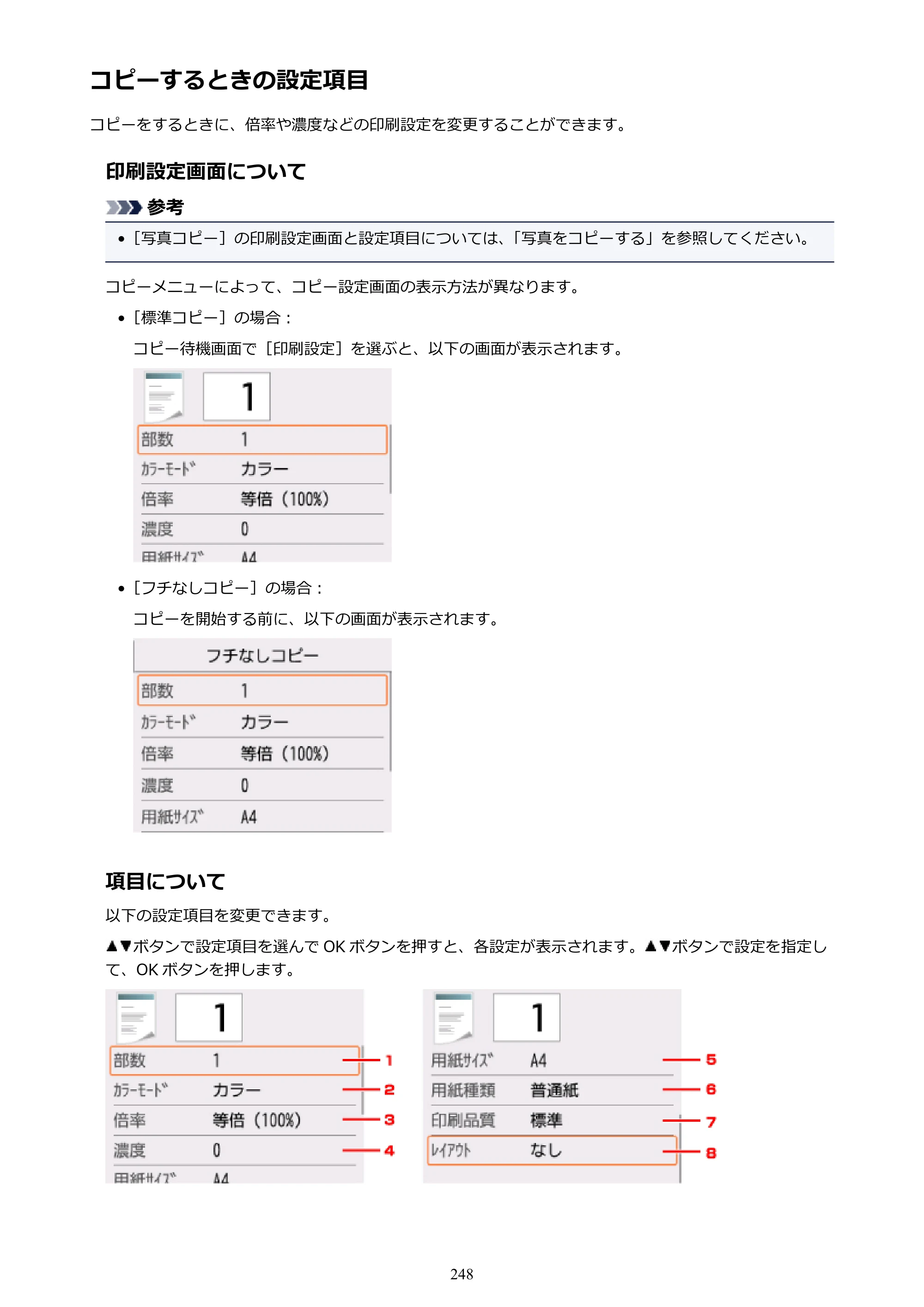 キヤノン PIXUS TS5030S/PIXUS TS5030 電子マニュアル PDF版 （Windows版）（PDF：13.4MB） — コピーするときの設定項目 — 原本ページ — 248ページ