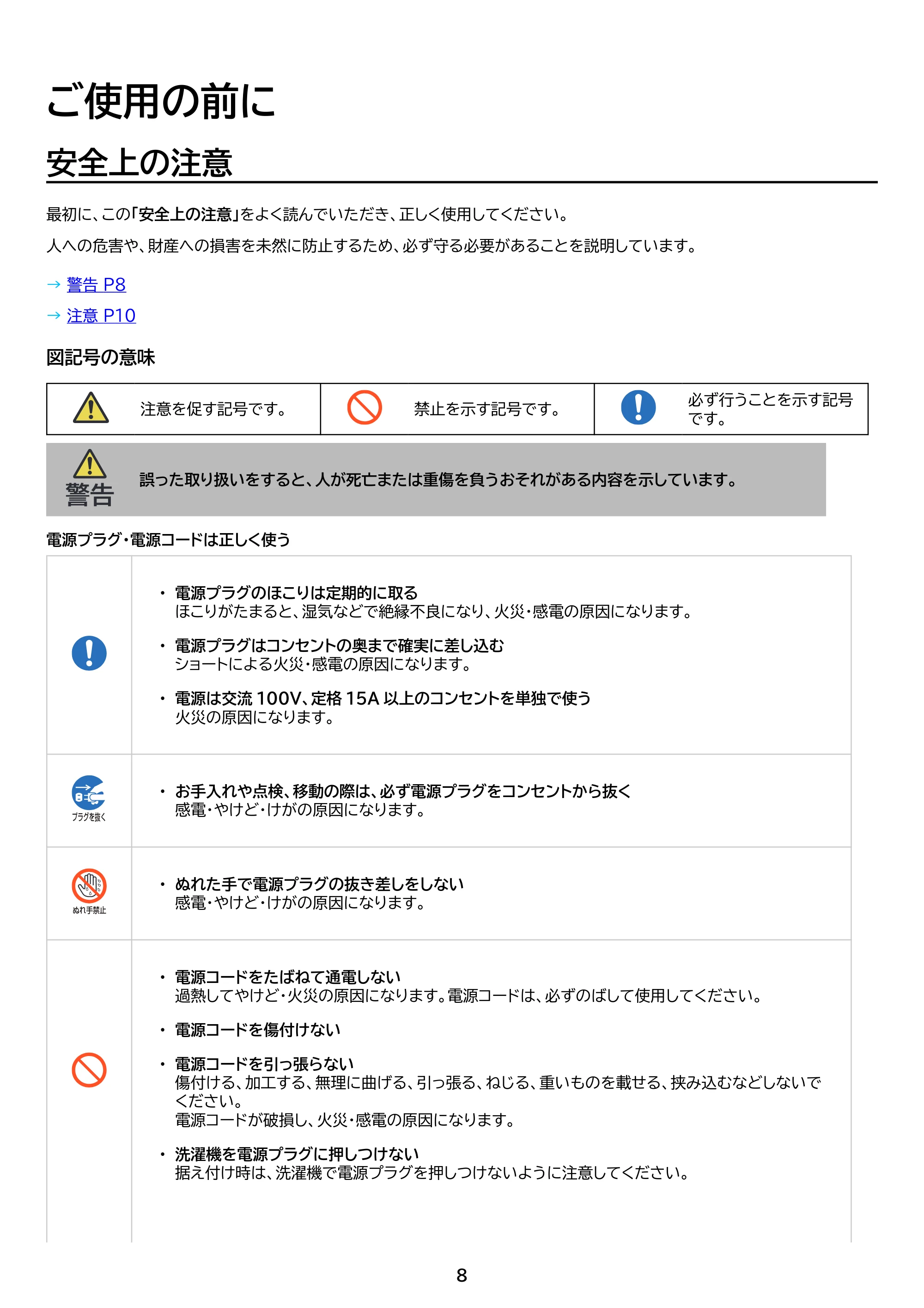 アイリスオーヤマ ITW-F803H 取扱説明書 — 原本ページ — 8ページ
