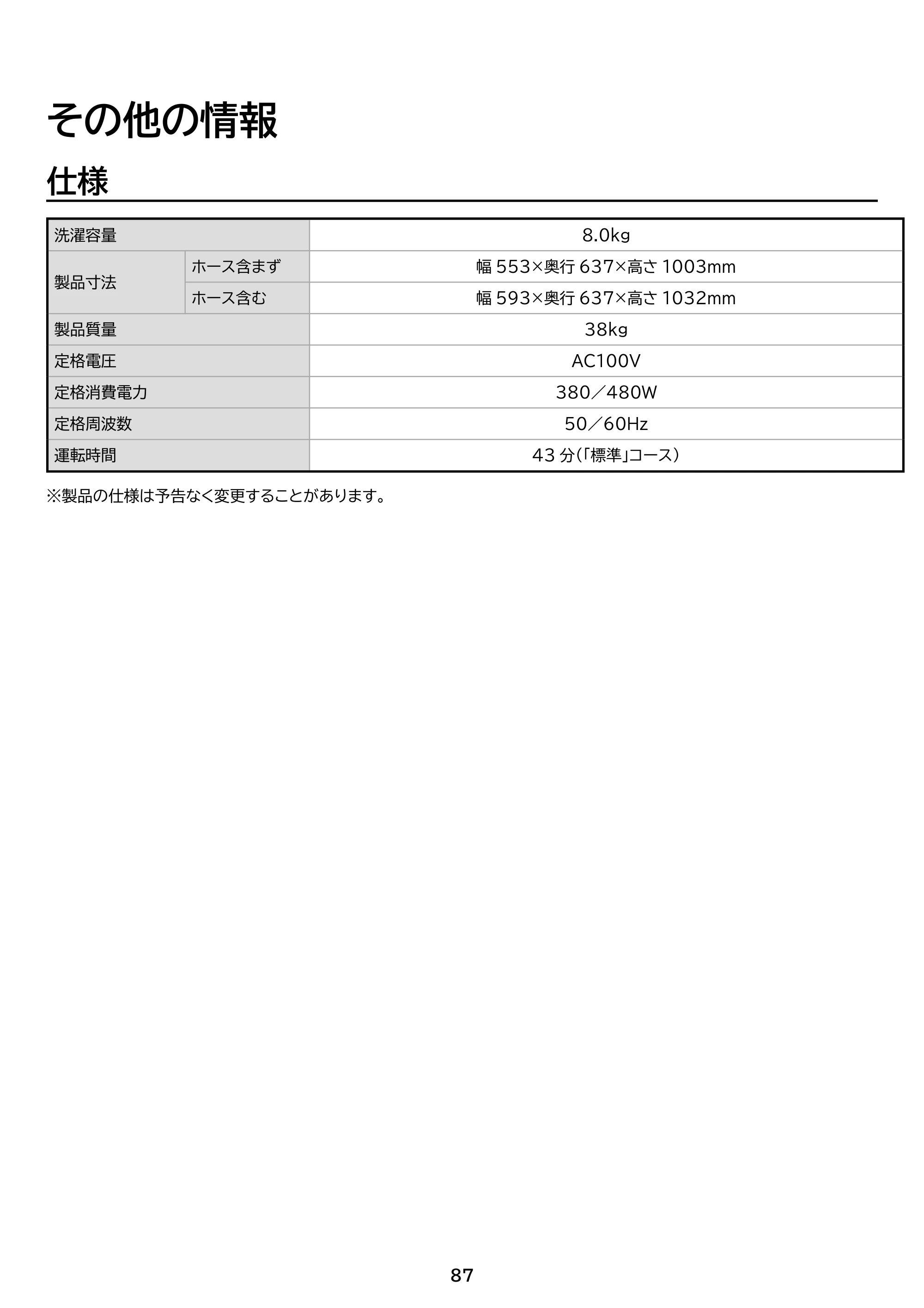 アイリスオーヤマ ITW-F803H 取扱説明書 — 原本ページ — 87ページ