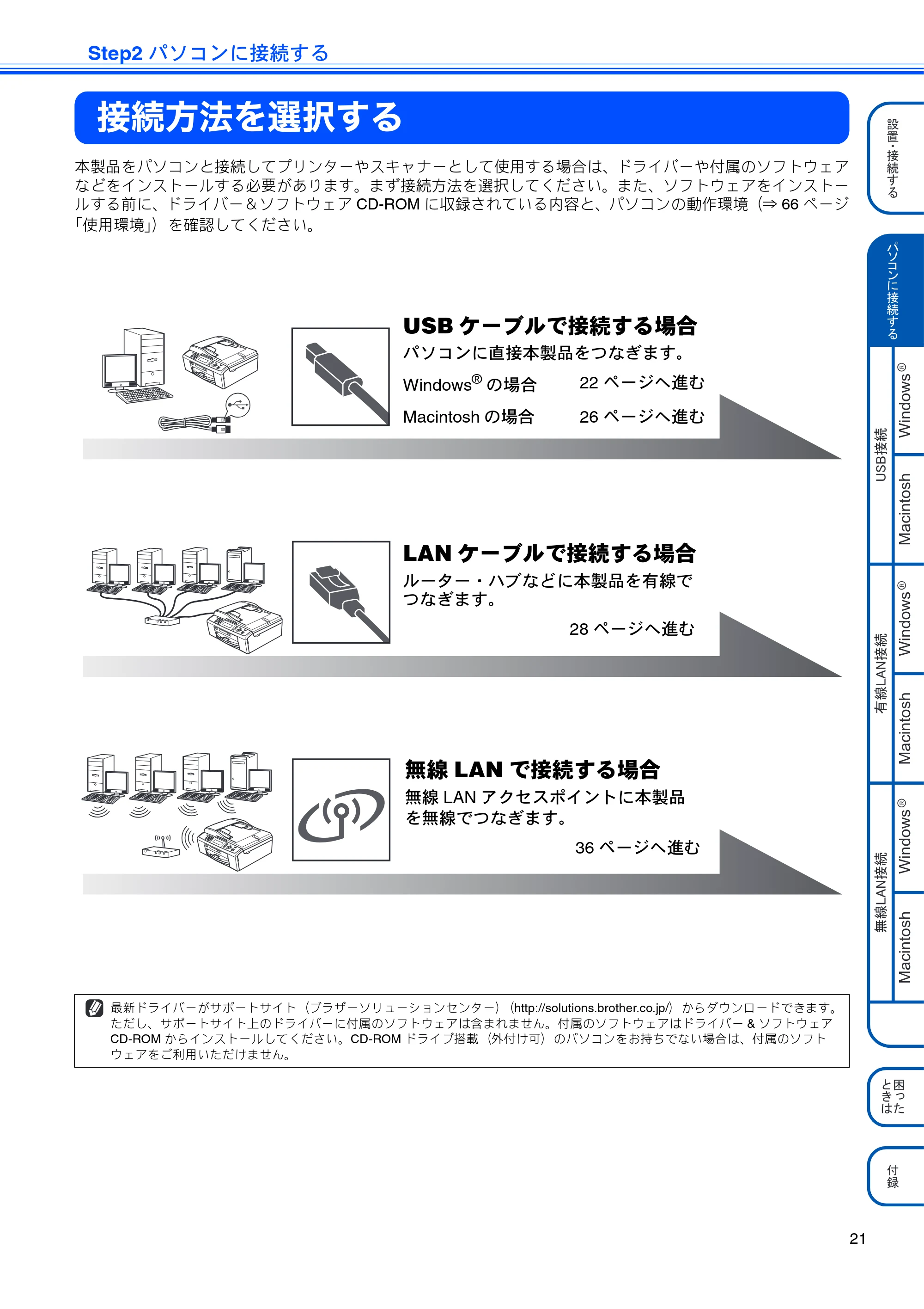 ブラザー MFC-J615N かんたん設置ガイド — Step2 パソコンに接続する — 原本ページ — 23ページ
