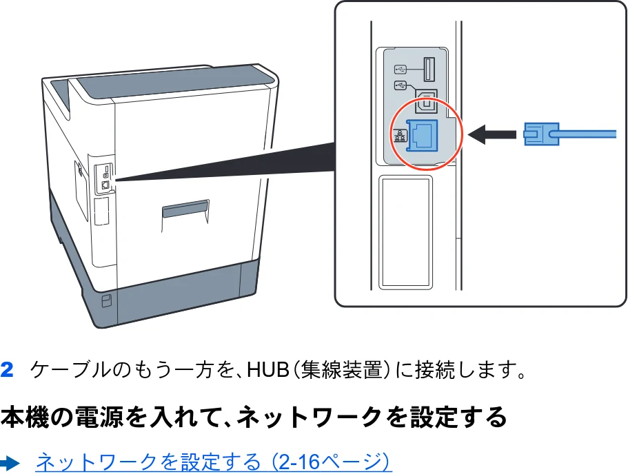 京セラ ECOSYS P7240cdn ECOSYS P7240cdn 使用説明書 — ケーブルの接続 — 図版 38-2 — 38ページ