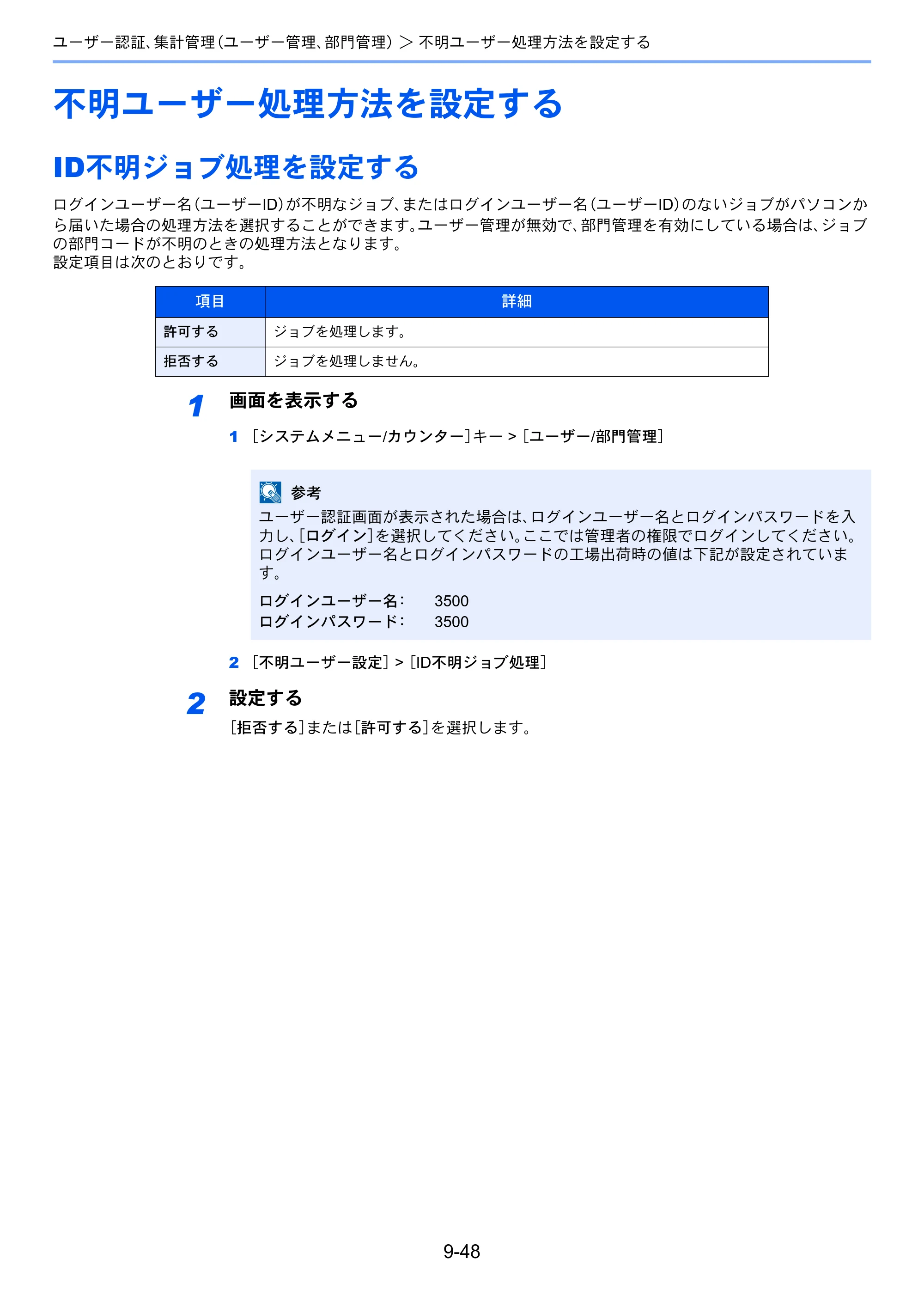 京セラ ECOSYS M6635cidn ECOSYS M6635cidn 使用説明書 — 不明ユーザー処理方法を設定する — 原本ページ — 375ページ