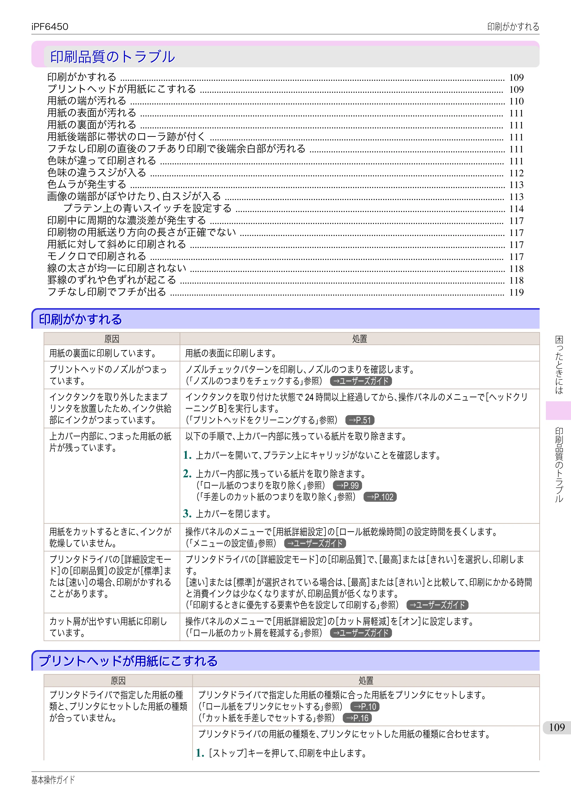 キヤノン iPF6400/6450 基本操作ガイド（iPF6450用）（PDF：16.9MB） — 印刷品質のトラブル — 原本ページ — 109ページ
