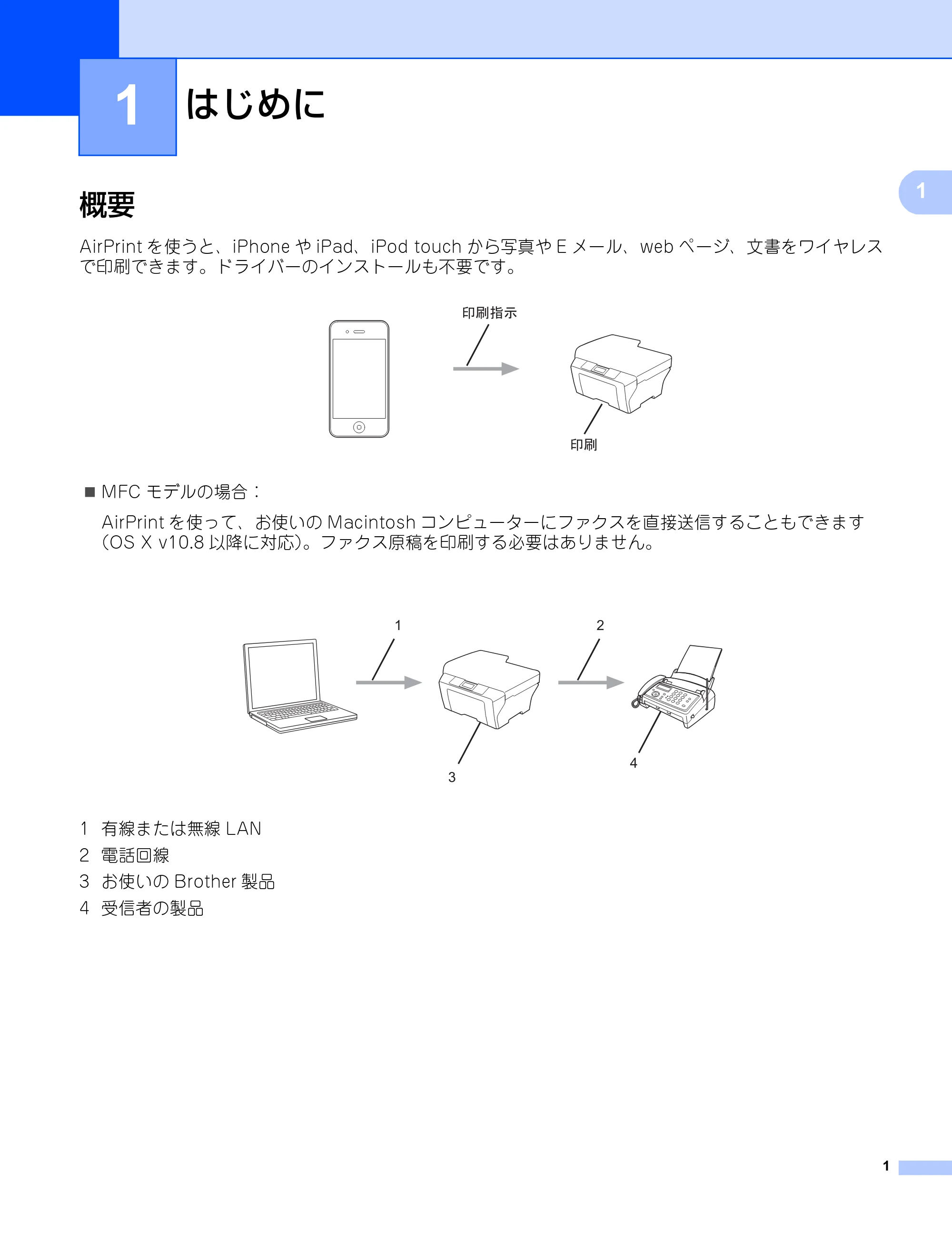 ブラザー HL-L2360DN / HL-L2365DW / DCP-L2540DW AirPrintガイド — 1 はじめに — 原本ページ — 4ページ