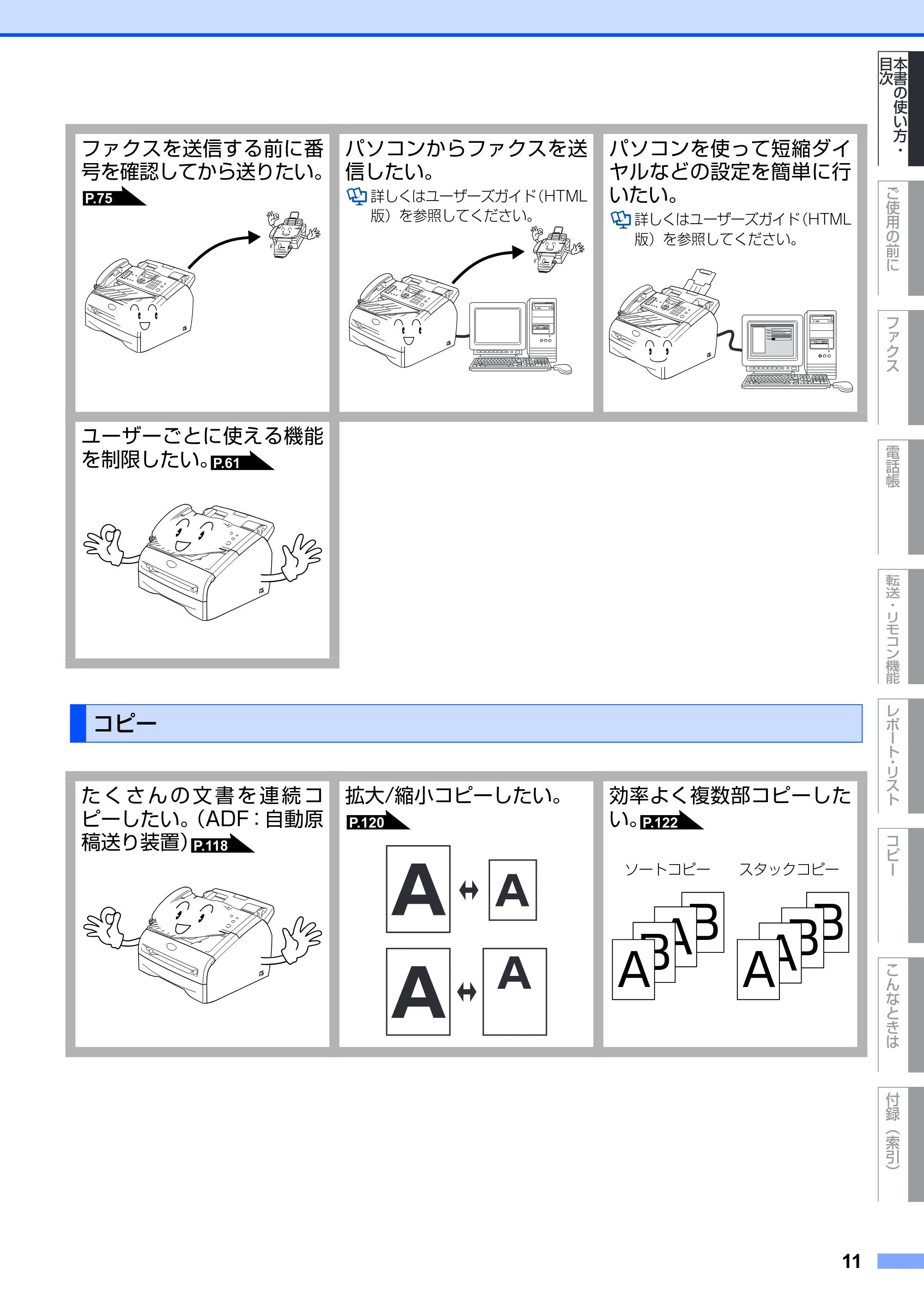 ブラザー FAX-2930 取扱説明書（本体） — コピー — 原本ページ — 11ページ