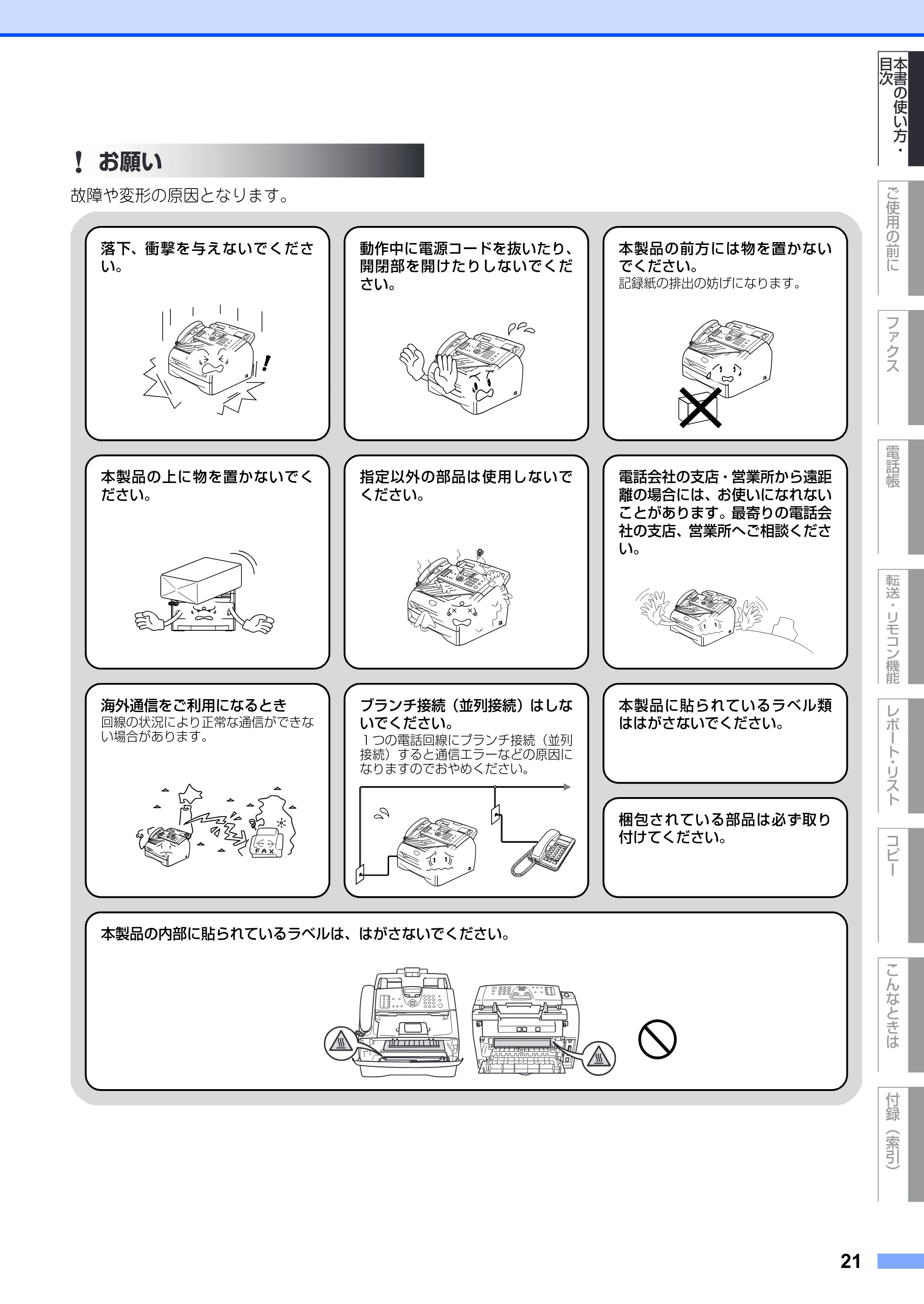 ブラザー FAX-2930 取扱説明書（本体） — 原本ページ — 21ページ