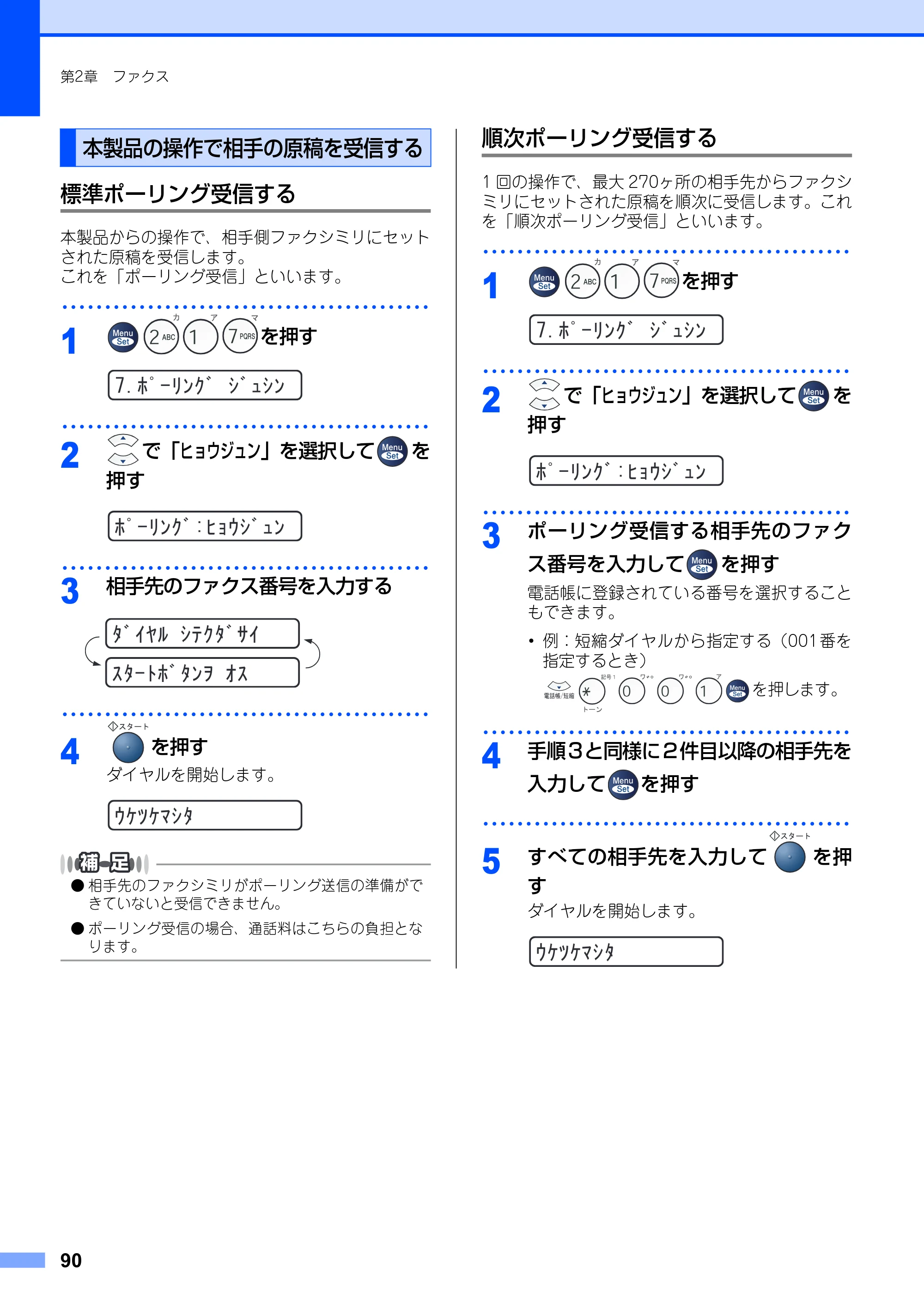 ブラザー FAX-2930 取扱説明書（本体） — 本製品の操作で相手の原稿を受信する — 原本ページ — 90ページ