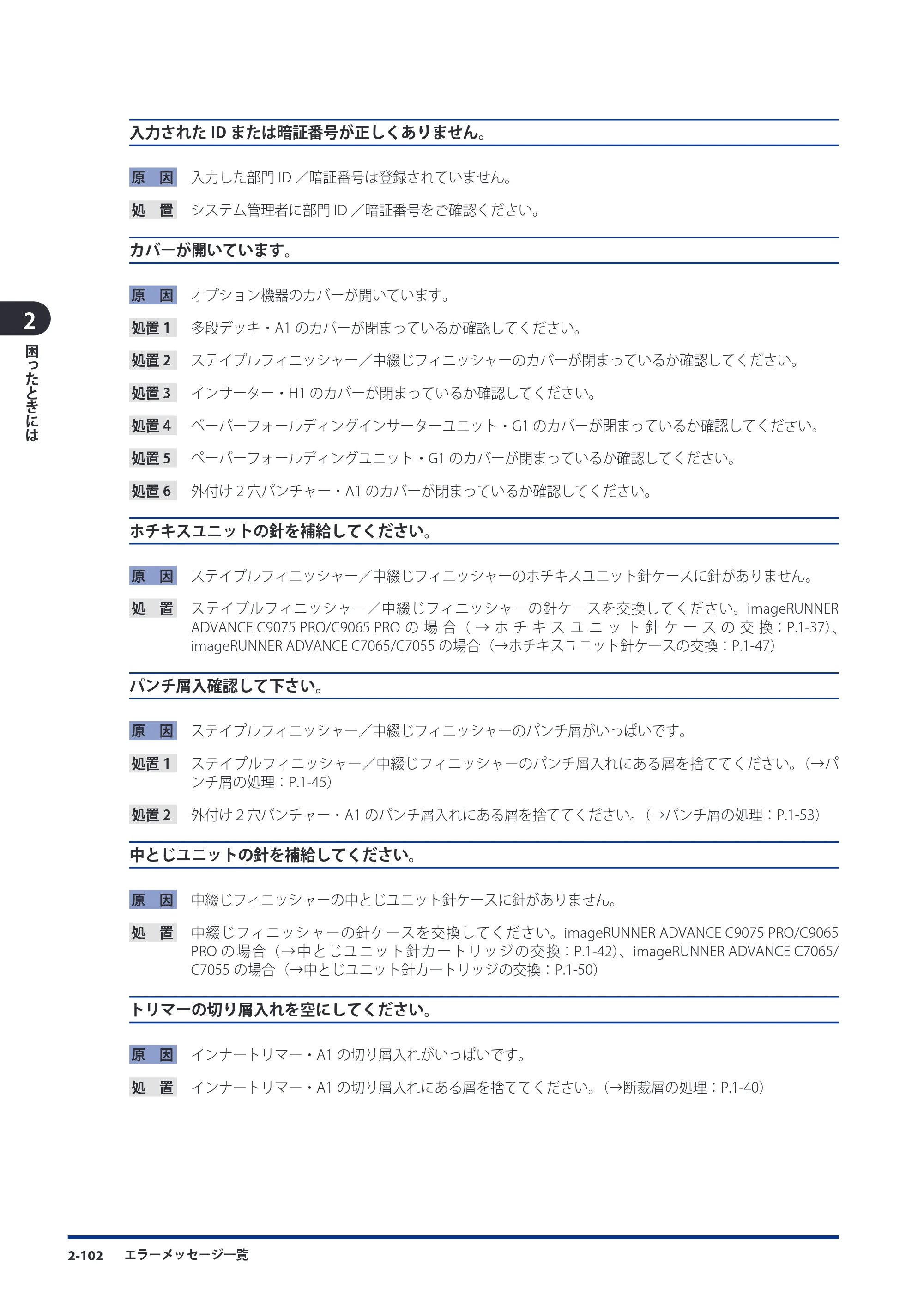 キヤノン imageRUNNER ADVANCE C9075 PRO/C9065 PRO/C7065/C7055 メンテナンスガイド 2010年11月15日更新 （PDF形式／26.65Mバイト） — 原本ページ — 182ページ