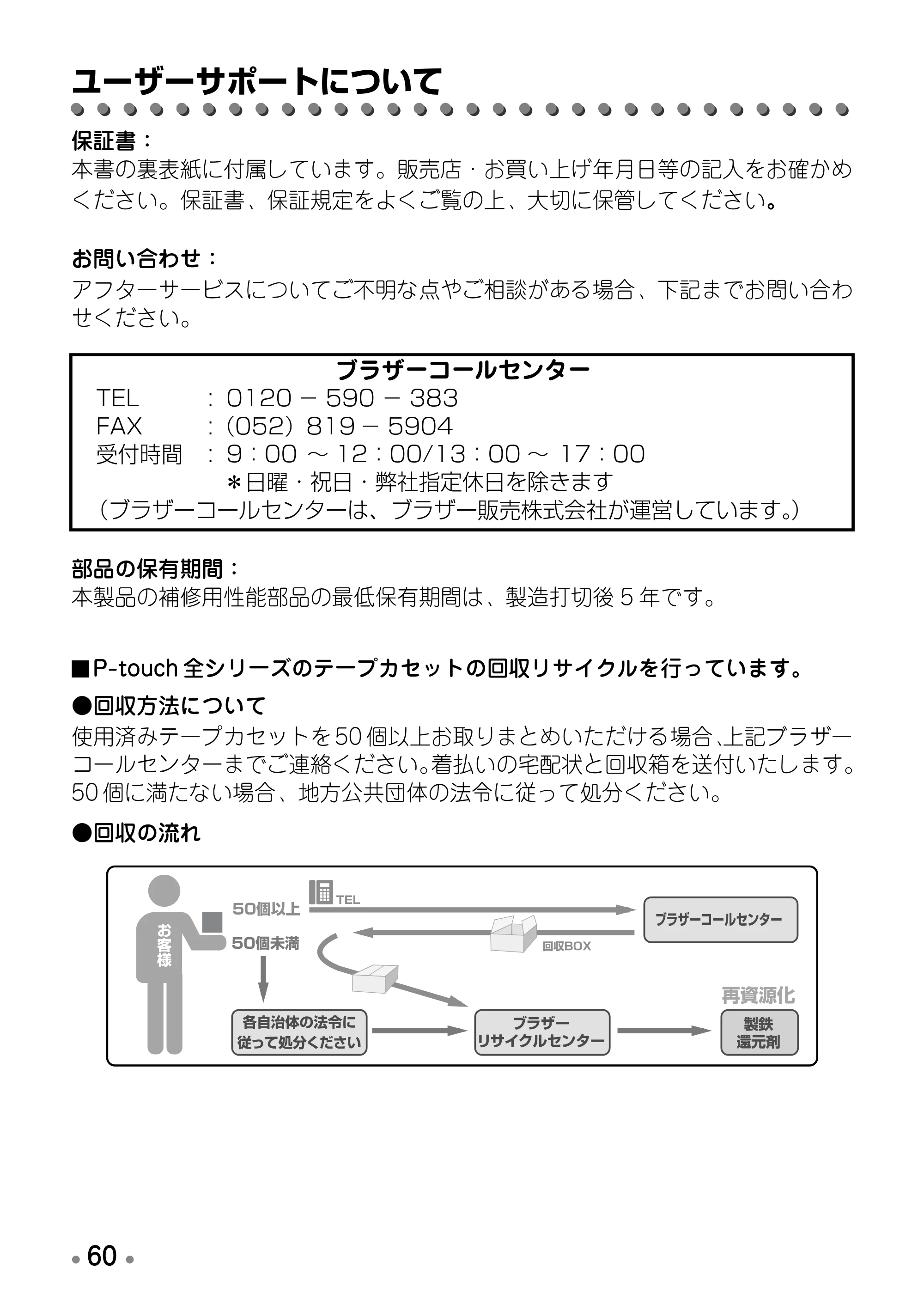 ブラザー PT-190 取扱説明書 ミッキー版（ブラック） — 原本ページ — 62ページ