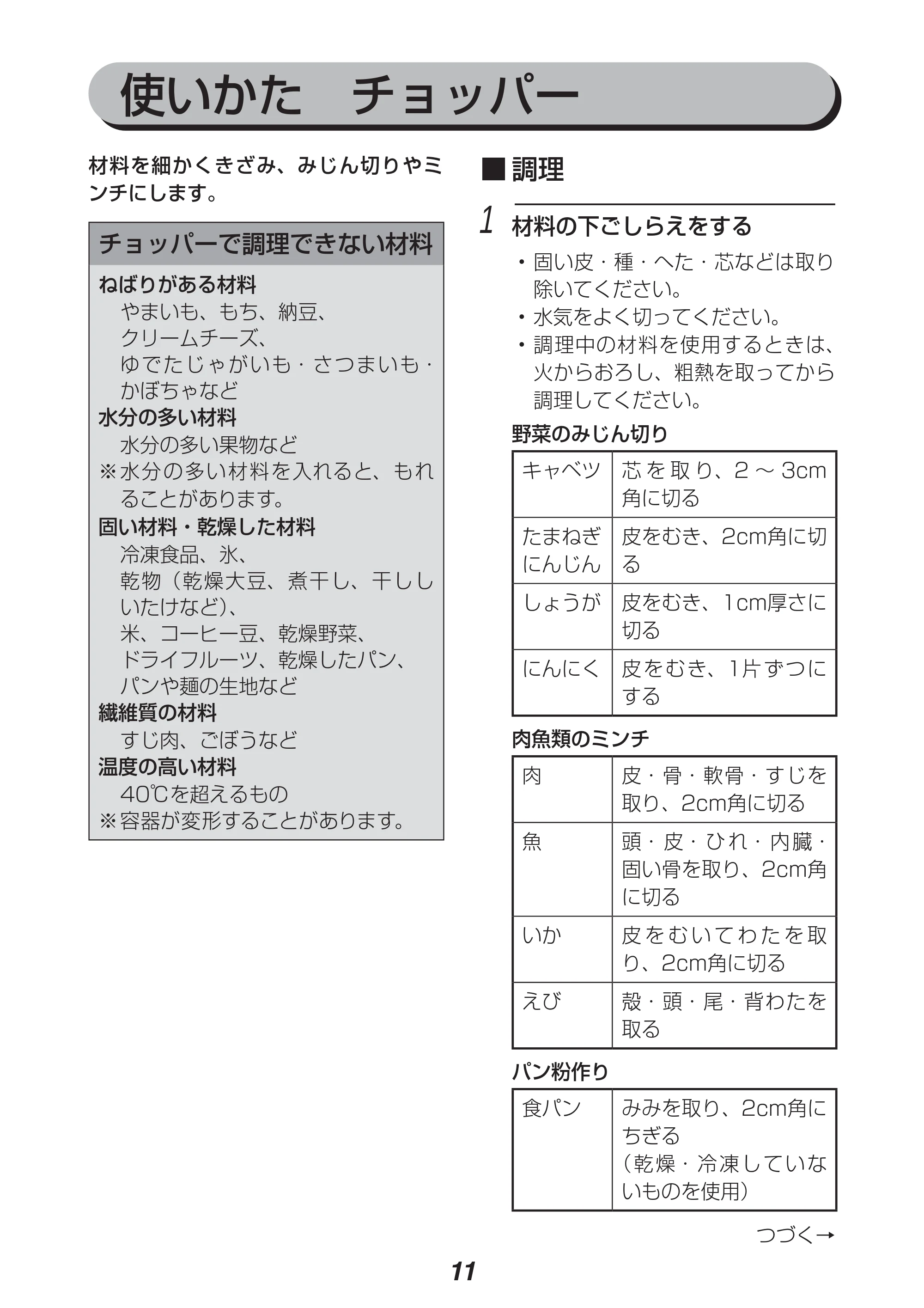 アイリスオーヤマ IHB-602 取扱説明書 — 原本ページ — 11ページ