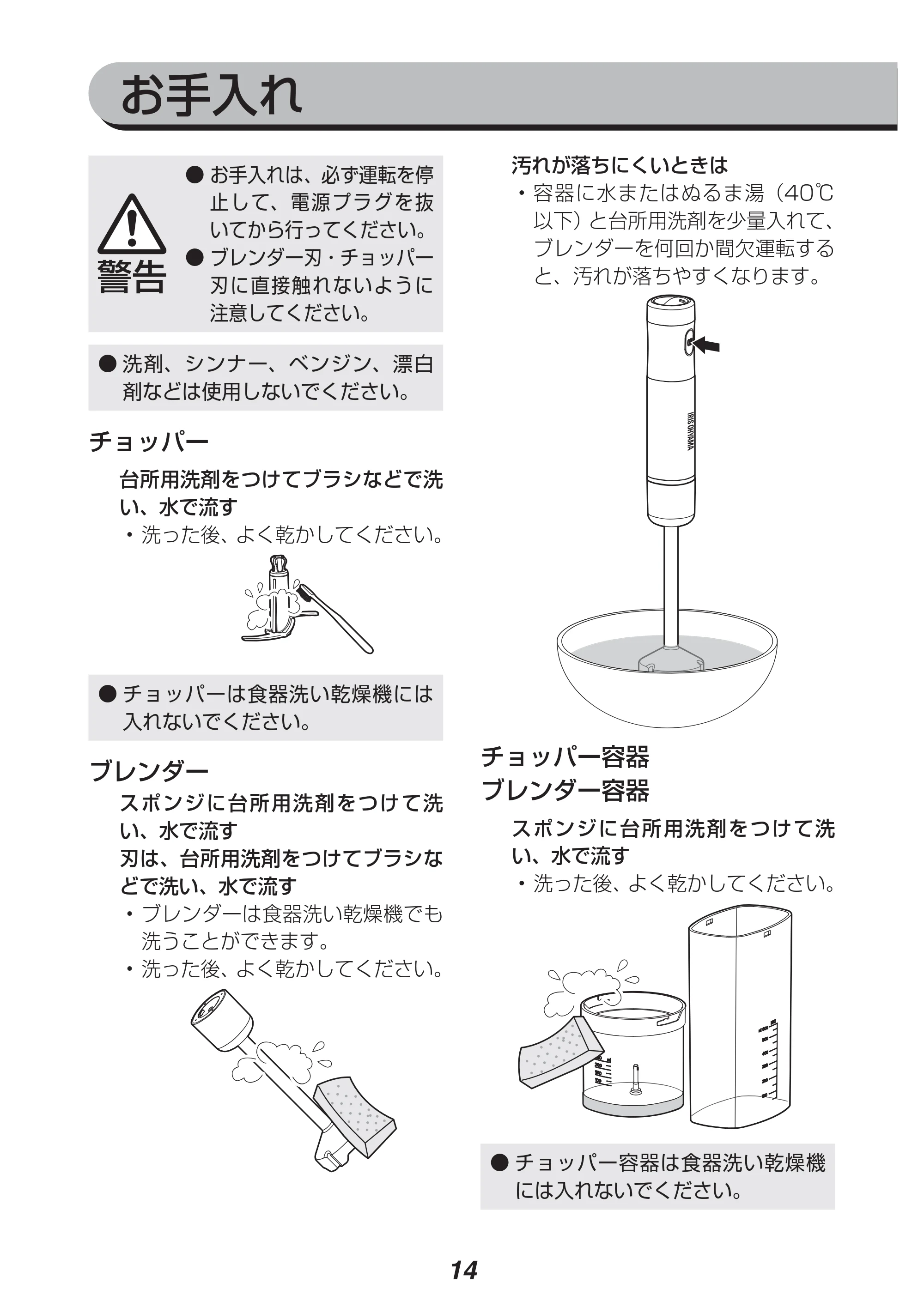 アイリスオーヤマ IHB-602 取扱説明書 — 原本ページ — 14ページ