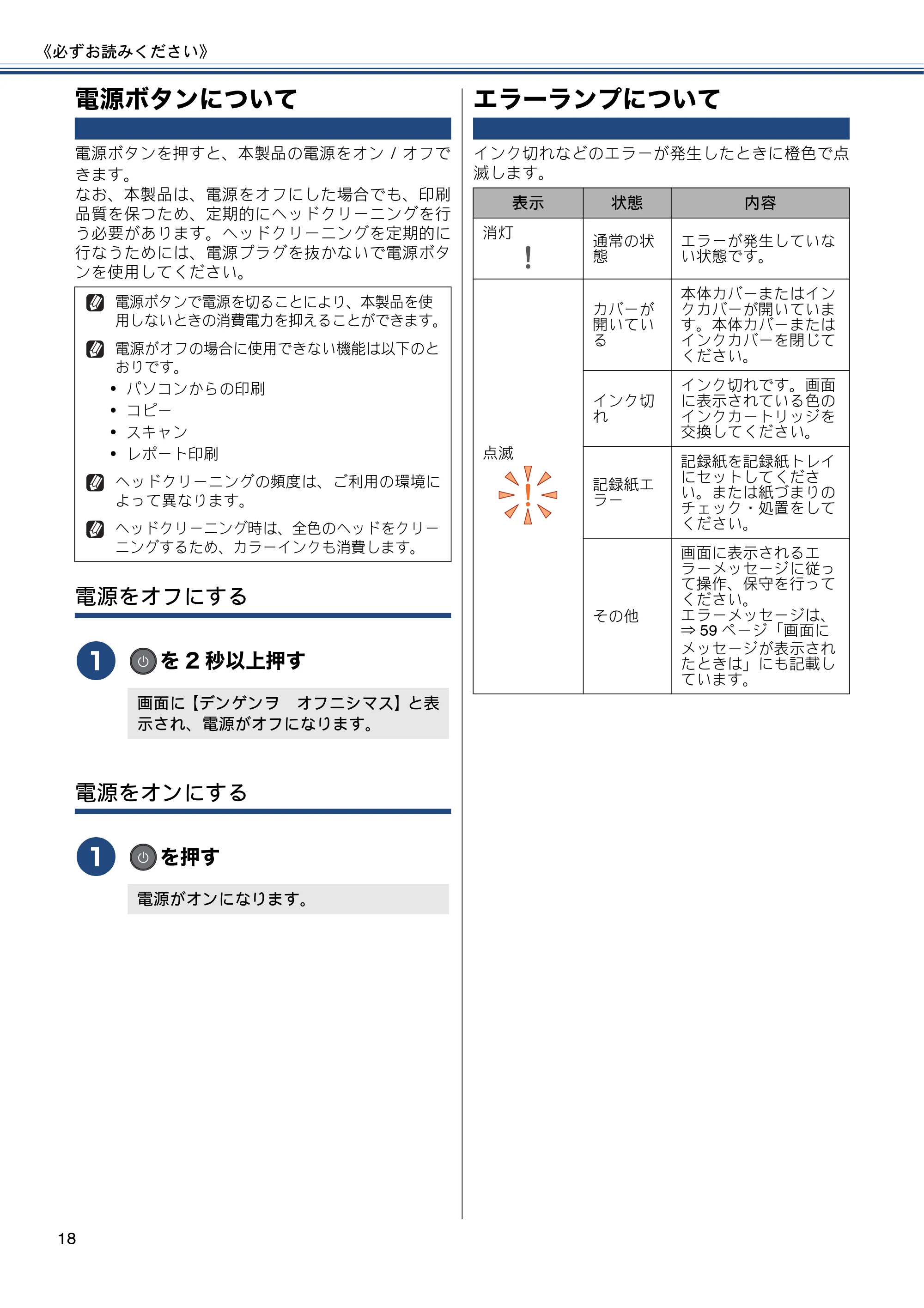 ブラザー DCP-J137N ユーザーズガイド ～基本編～ — 電源ボタンについて — 原本ページ — 18ページ