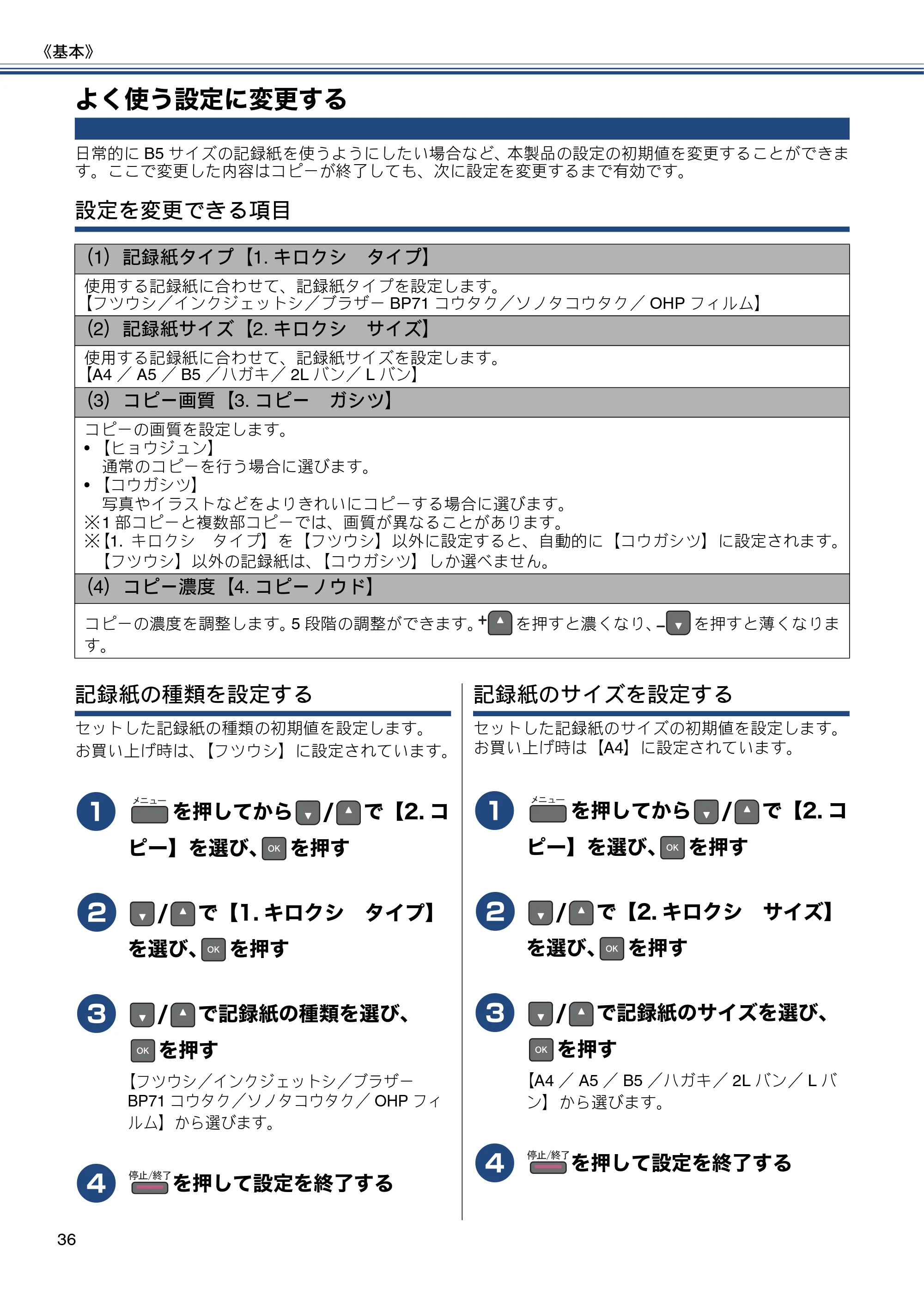 ブラザー DCP-J137N ユーザーズガイド ～基本編～ — よく使う設定に変更する — 原本ページ — 36ページ