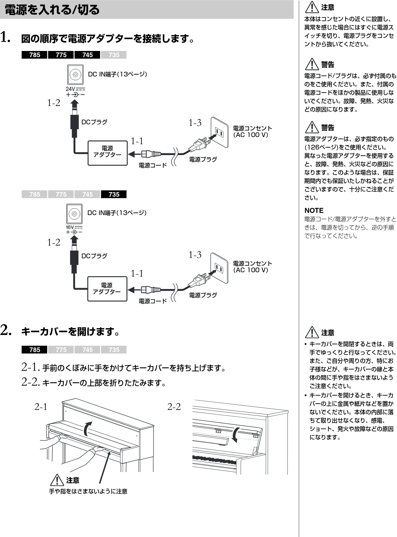 ヤマハ CLP-785 / CLP-775 / CLP-745 CLP-785/CLP-775/CLP-745/CLP-735 取扱説明書 — 音を出してみましょう — 図版 14-1 — 14ページ