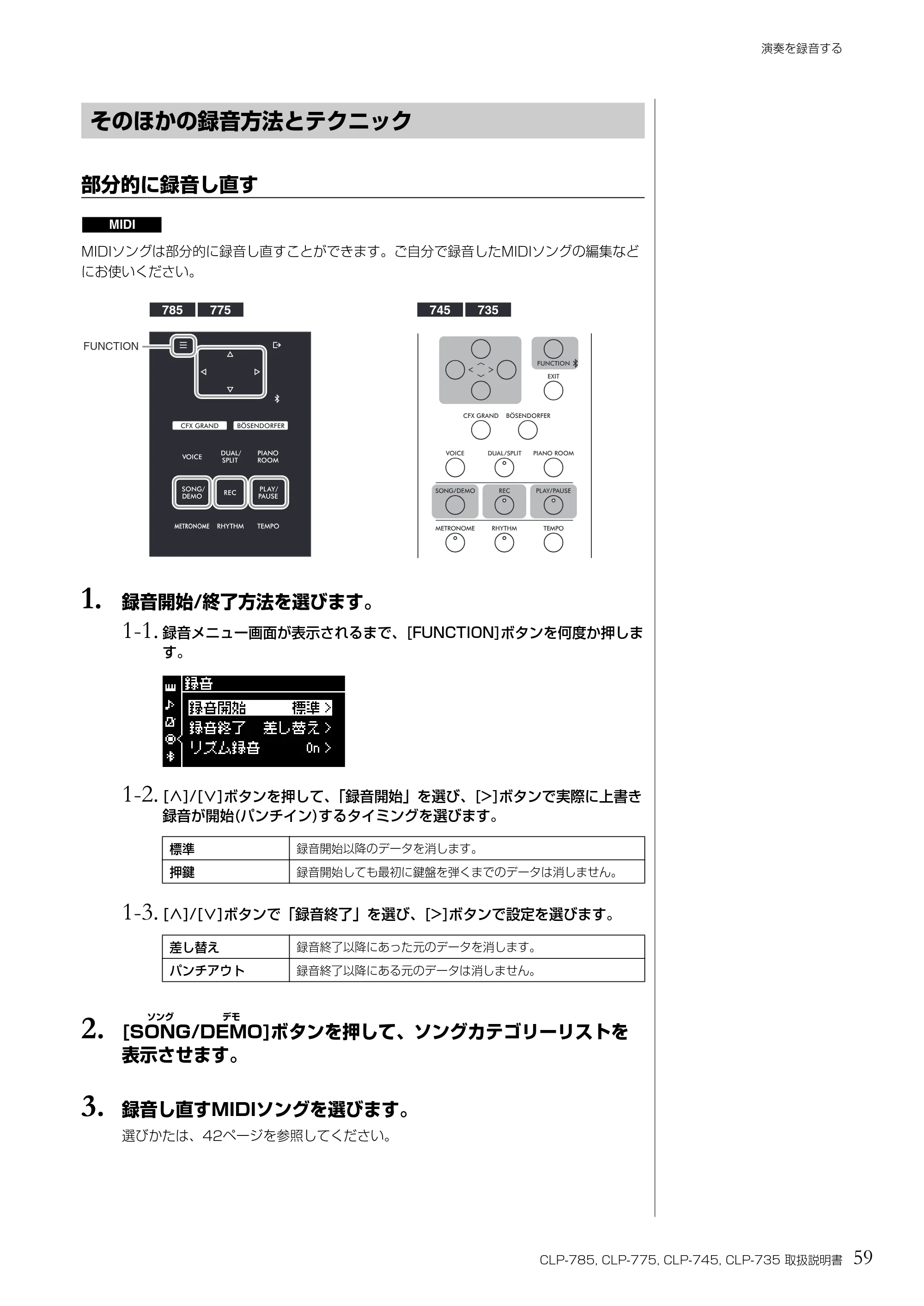 ヤマハ CLP-785 / CLP-775 / CLP-745 CLP-785/CLP-775/CLP-745/CLP-735 取扱説明書 — そのほかの録音方法とテクニック — 原本ページ — 59ページ