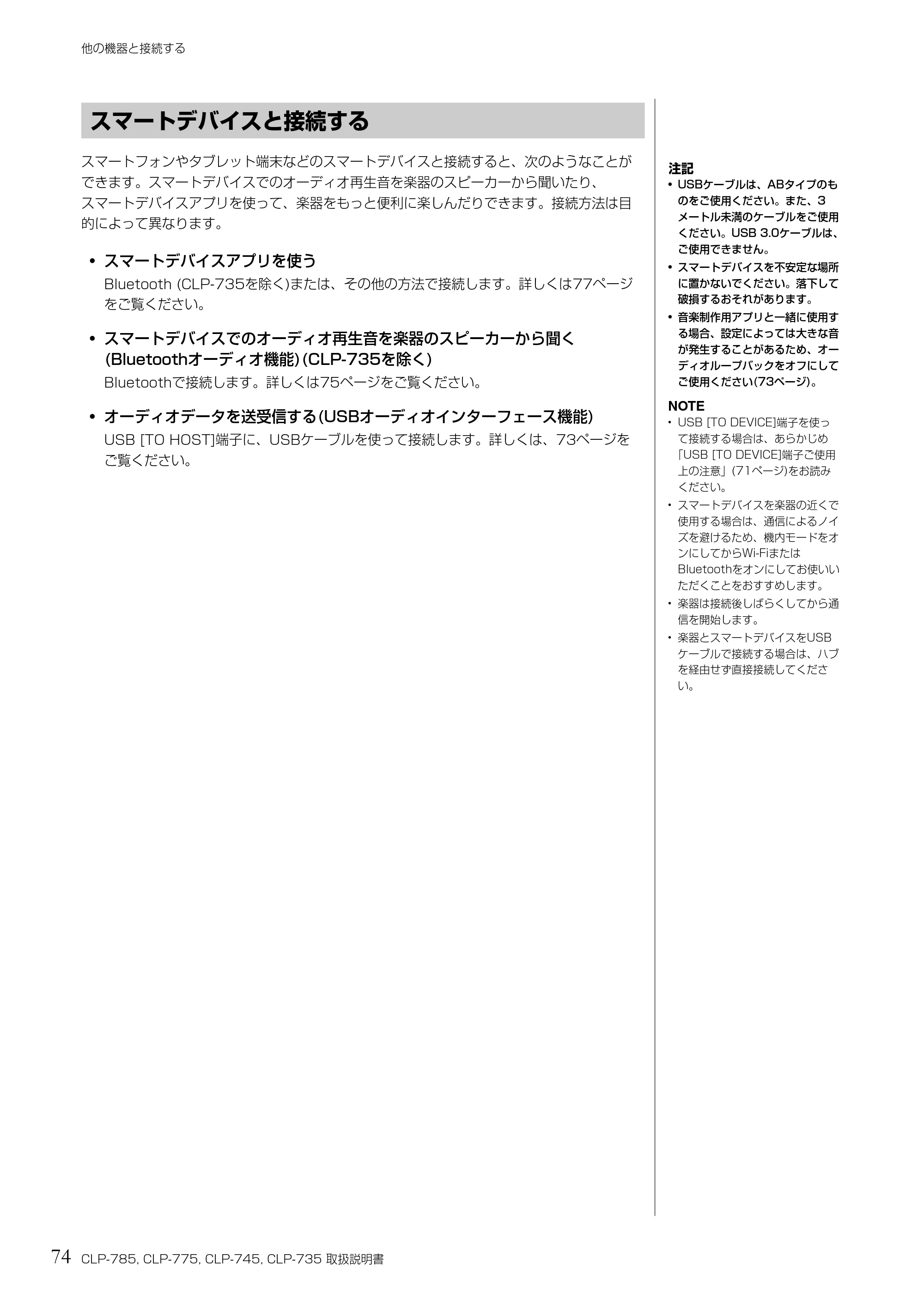 ヤマハ CLP-785 / CLP-775 / CLP-745 CLP-785/CLP-775/CLP-745/CLP-735 取扱説明書 — スマートデバイスと接続する — 原本ページ — 74ページ