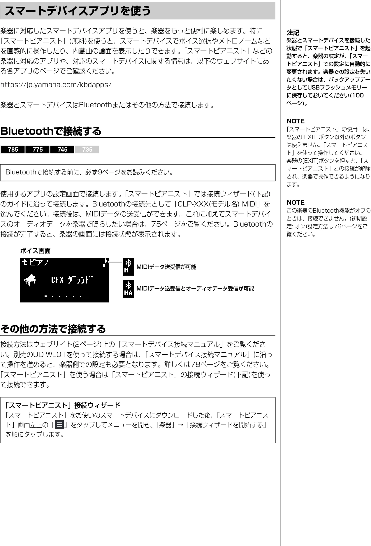 ヤマハ CLP-785 / CLP-775 / CLP-745 CLP-785/CLP-775/CLP-745/CLP-735 取扱説明書 — スマートデバイスアプリを使う — 図版 77-1 — 77ページ