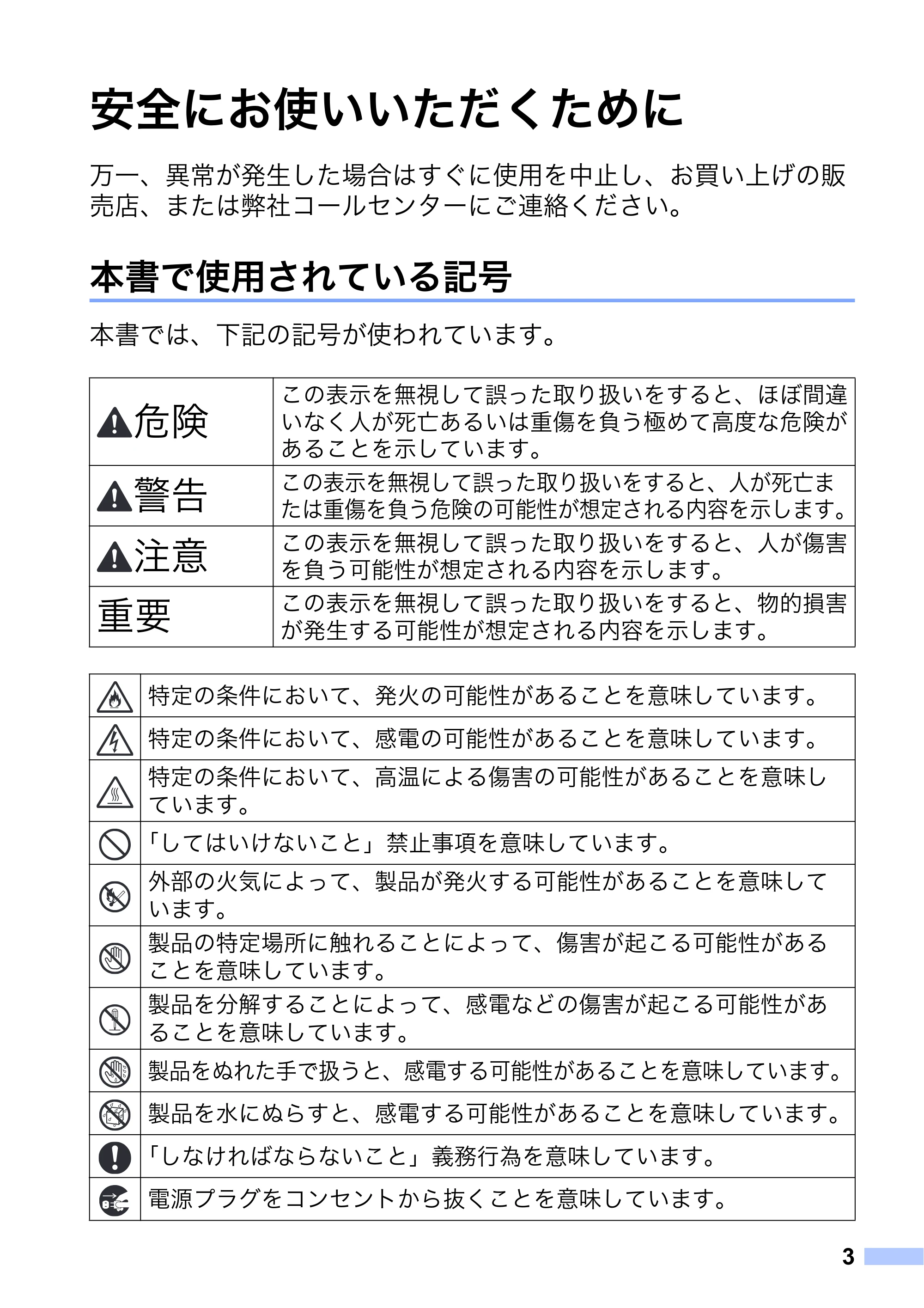 ブラザー MW-260 / MW-260MFi / MW-145BT 安全にお使いいただくために — 原本ページ — 4ページ
